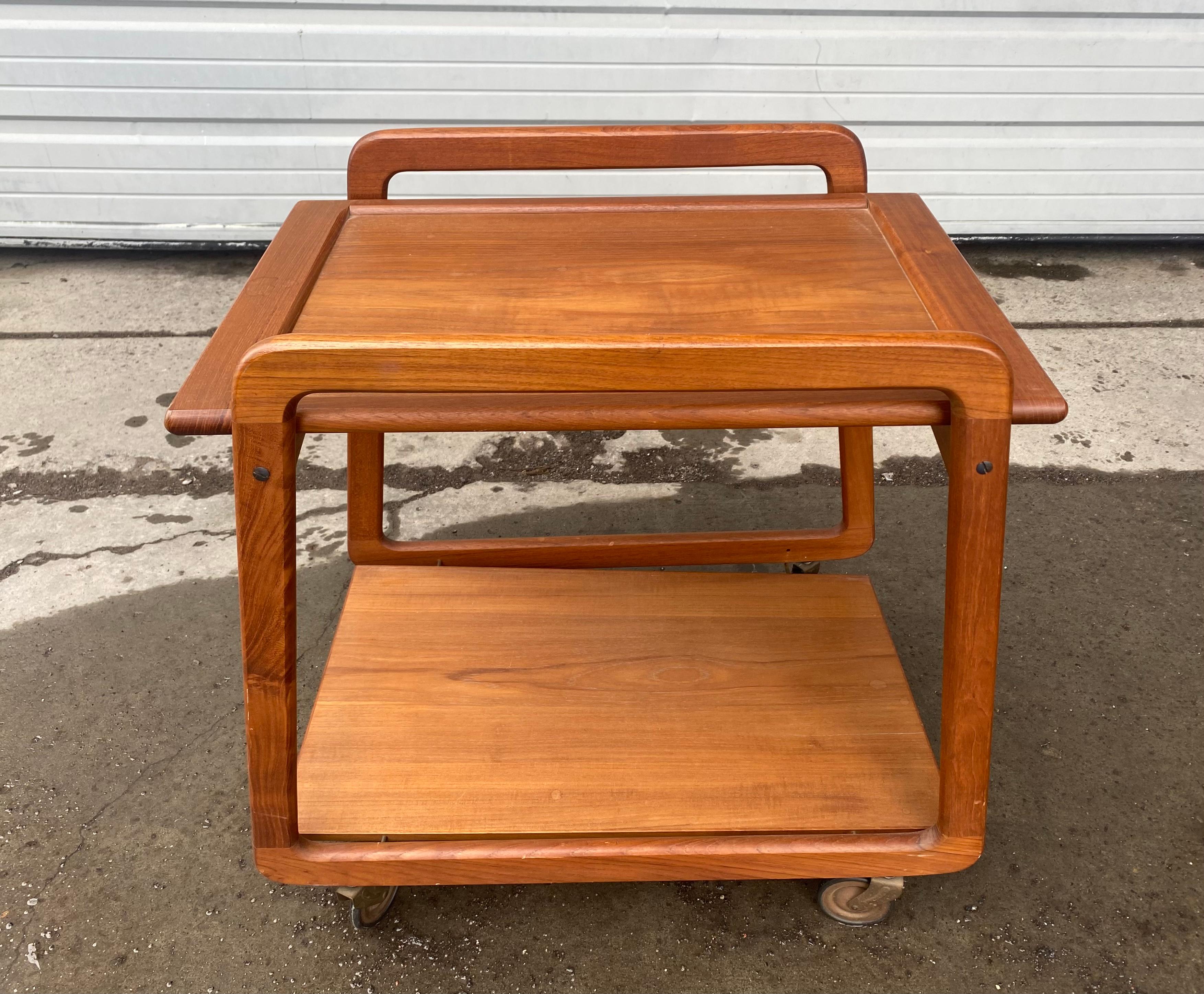 Scandinavian Modern Teak Reversible Tray Top Bar Cart or Tea Trolley by Sika Mobler, Denmark For Sale