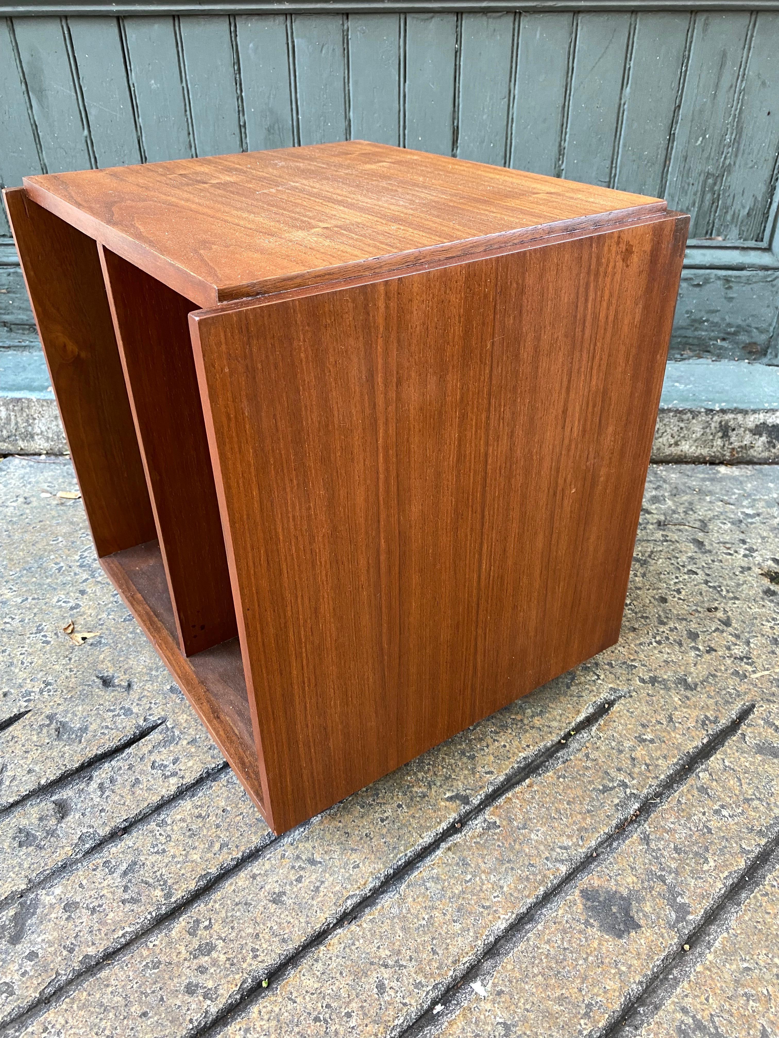 Paul Mayen Rotating teak box! Perfect for Records or books! Perfect simple design, can also be used as an end table. Classic useful Design!.
