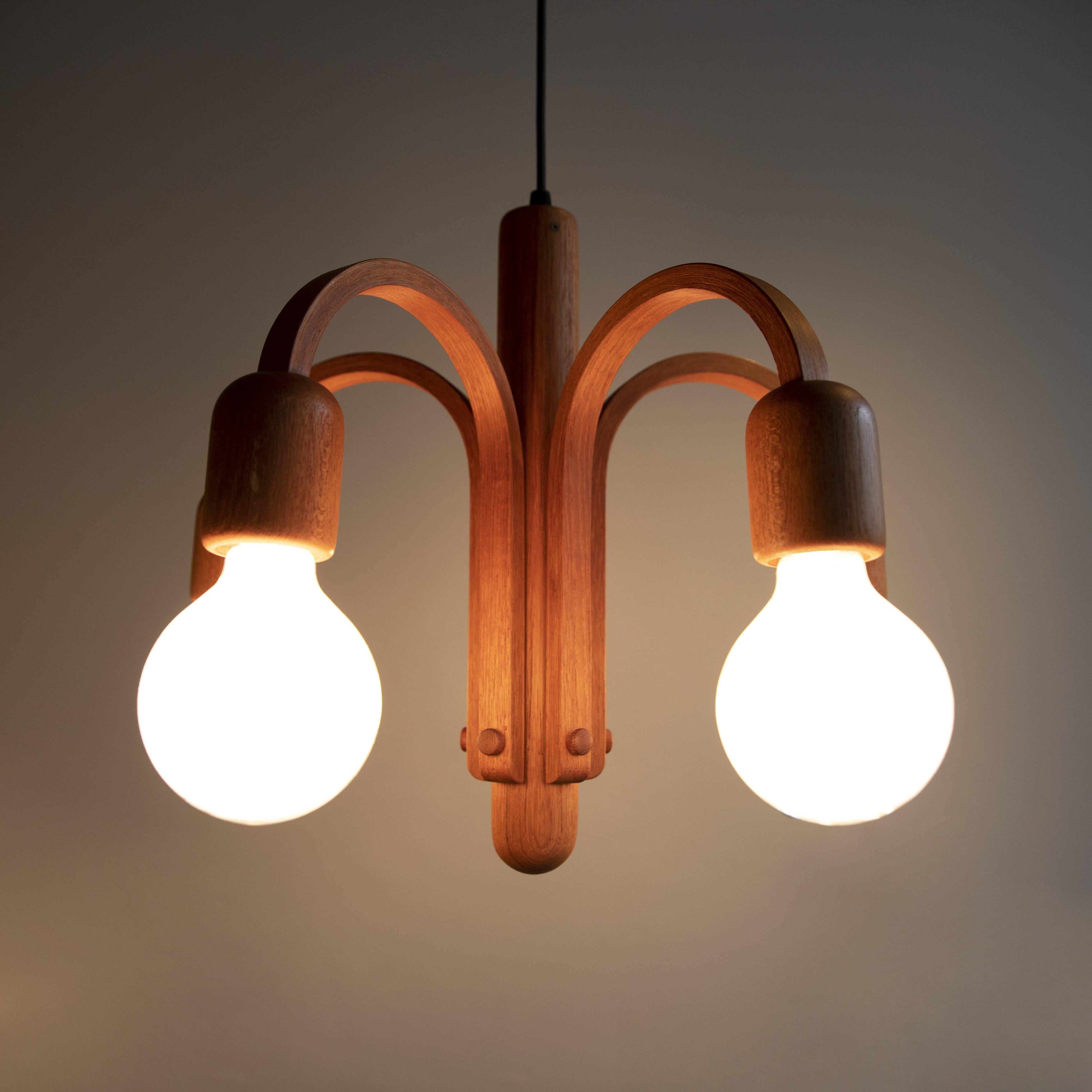 Teak 'Rise & Fall' Chandelier, Germany, C. 1960 1