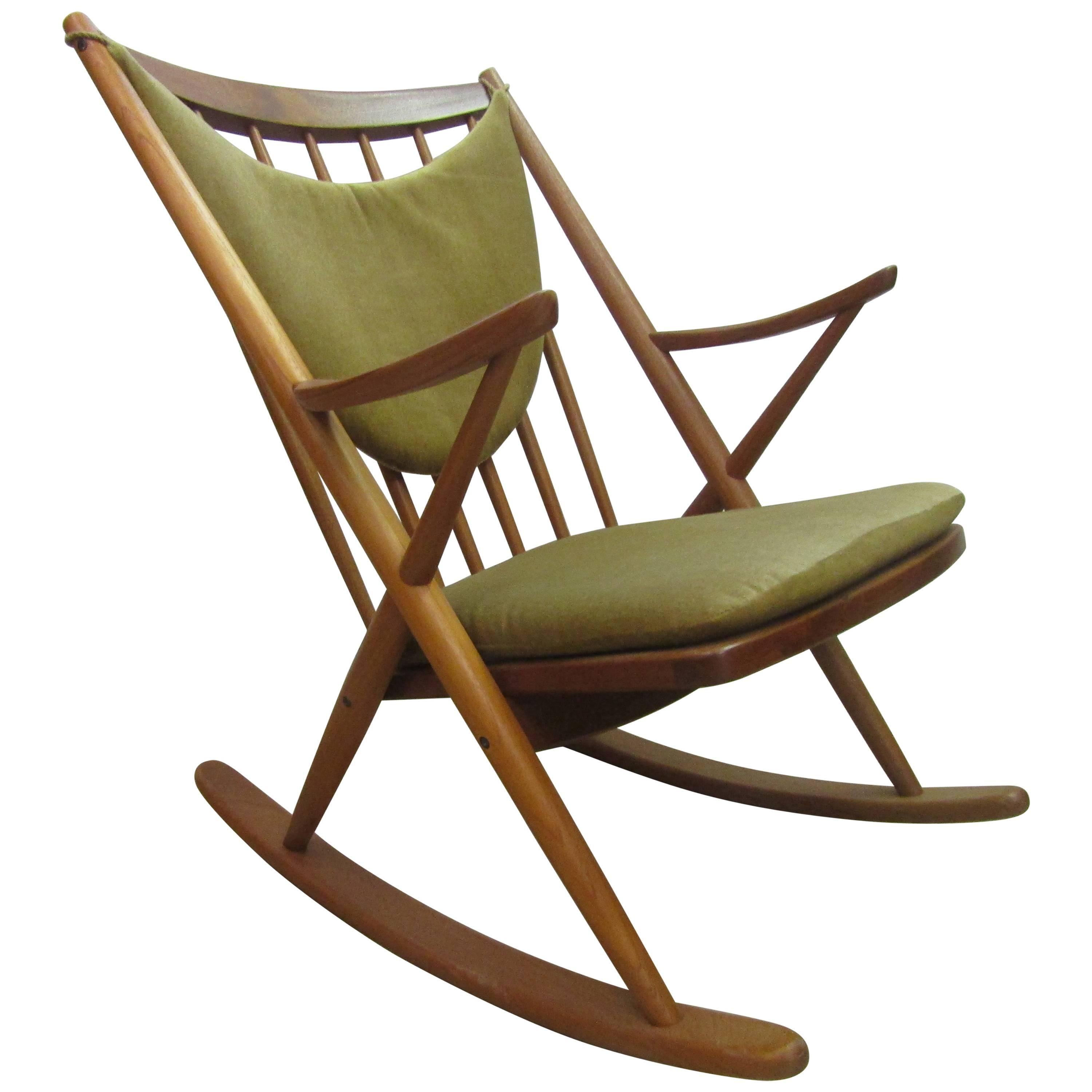 Teak Rocking Chair by Frank Reenskaug for Bramin Mobler Denmark For Sale
