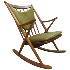 Teak Rocking Chair by Frank Reenskaug for Bramin Mobler Denmark