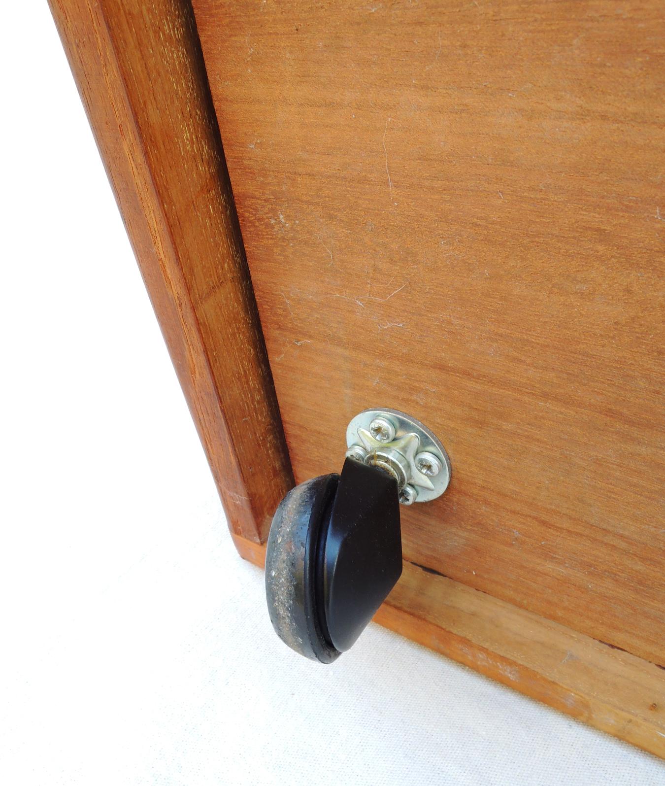 Mid-Century Modern Teak Rolling Planter Box with Zinc Liner