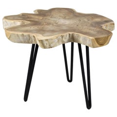 Teak Root Coffee Table Or Sofa Table on Black Metal Feet, Organic Modern, 2021