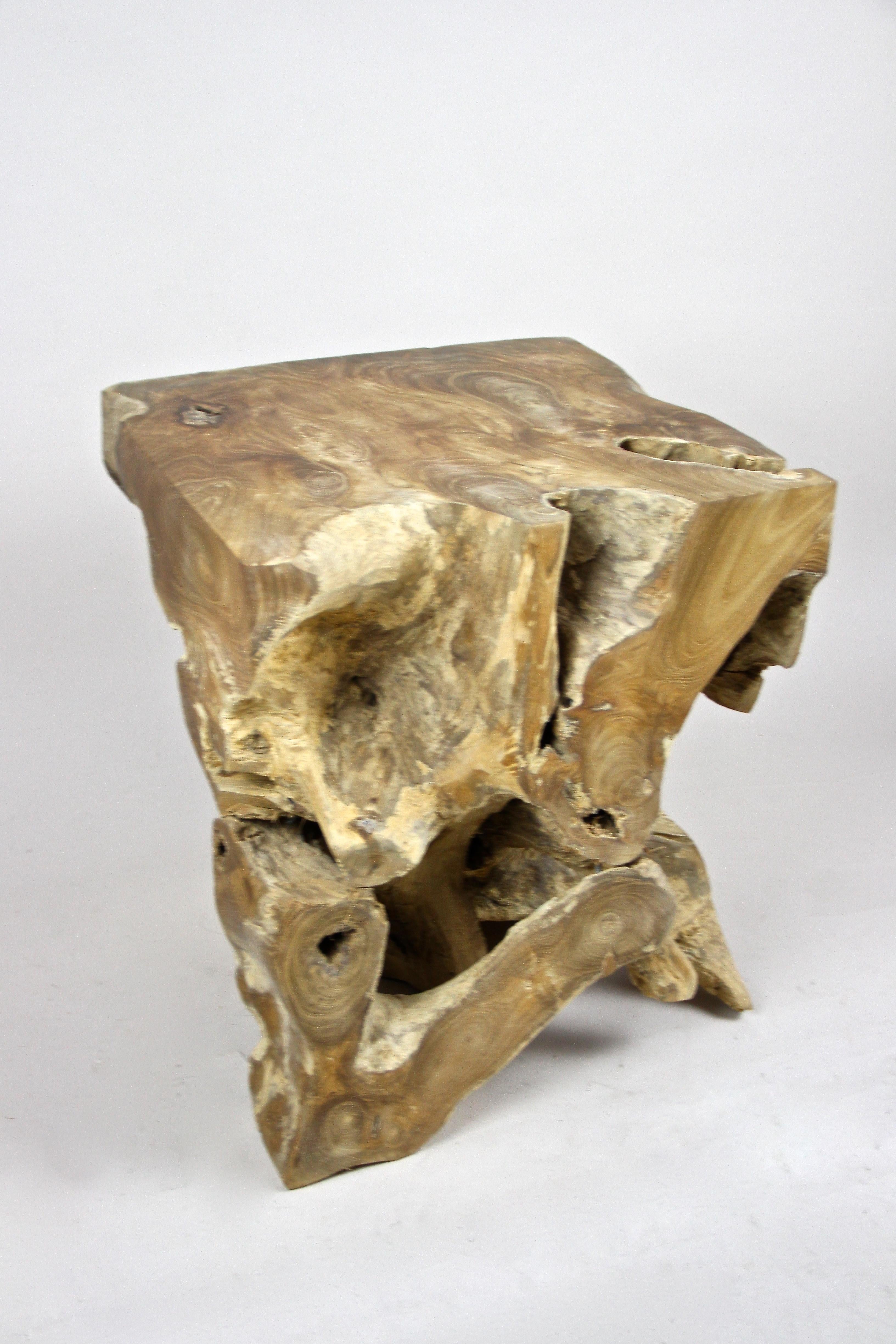 Indonesian Teak Root Side Table or Stool Oiled, Organic Modern