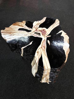 Teak Root Side Table, Petrified Wood Style, Hand Painted by Artist, IDN 2023