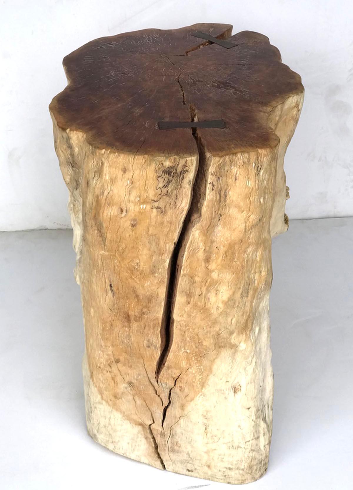 Organic Modern Teak Root Side Table with Weathered Patina