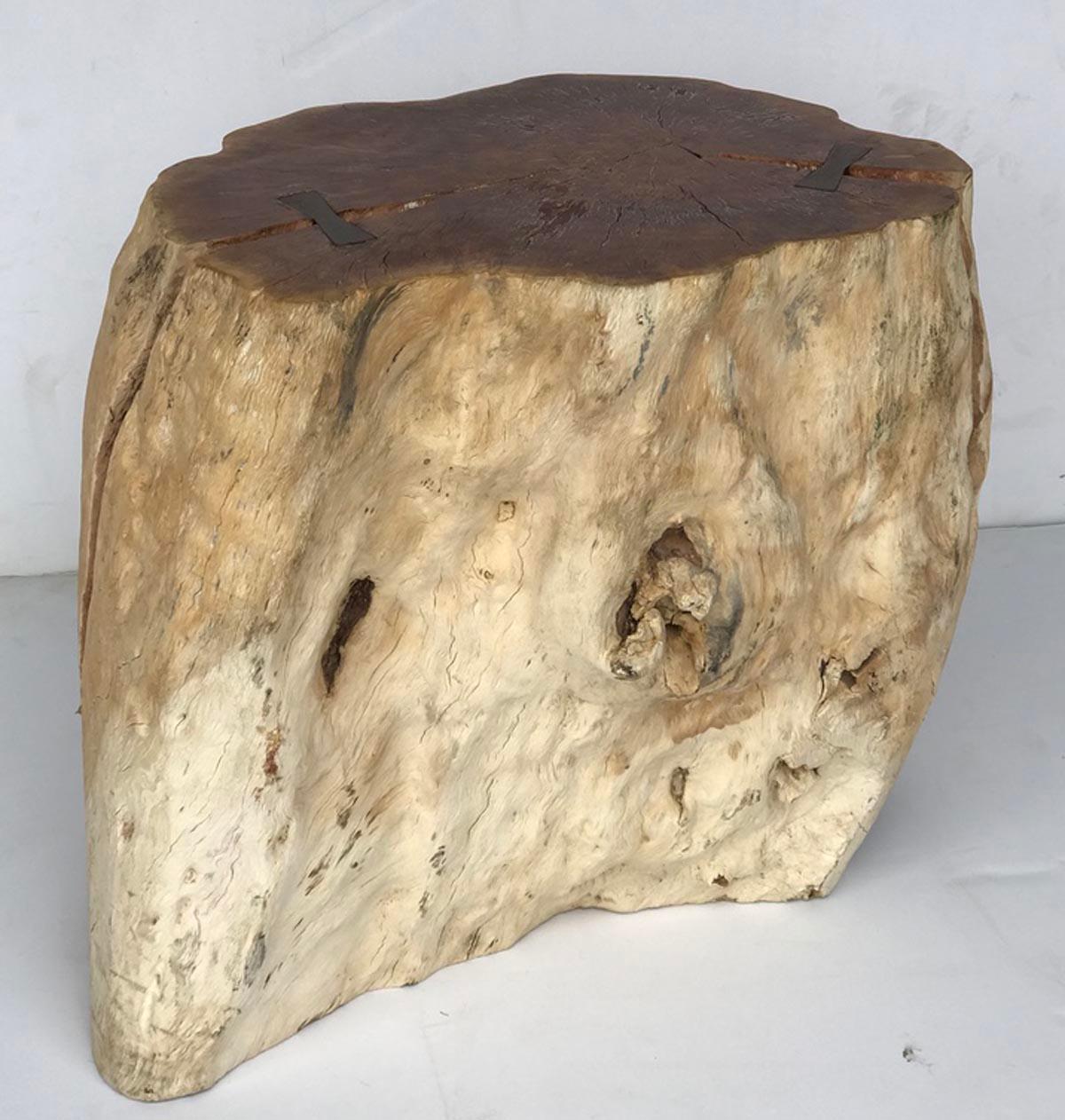 Teak Root Side Table with Weathered Patina In Fair Condition In Los Angeles, CA