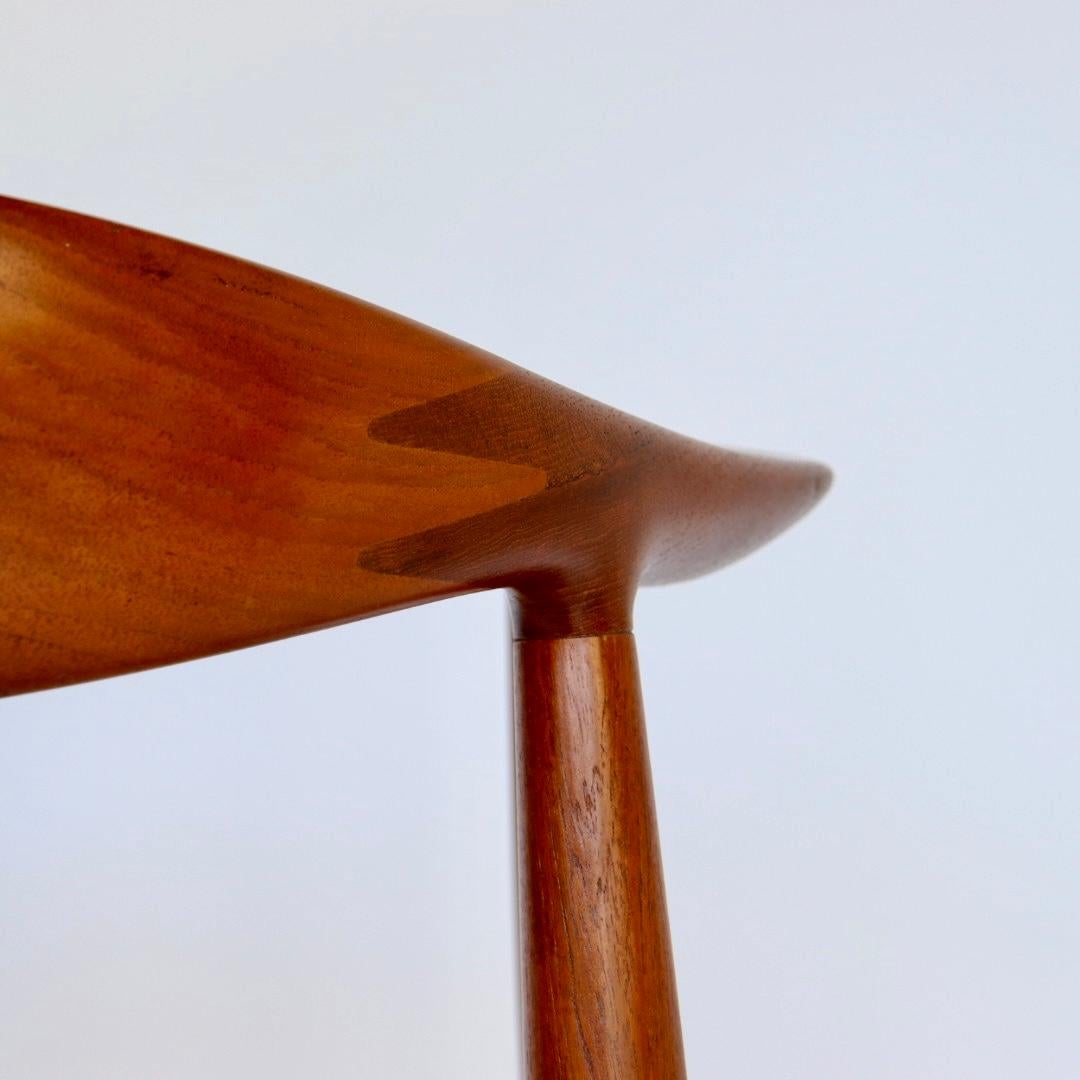Scandinavian Modern Teak Round Chair designed by Hans Wegner with New Cane Seat For Sale