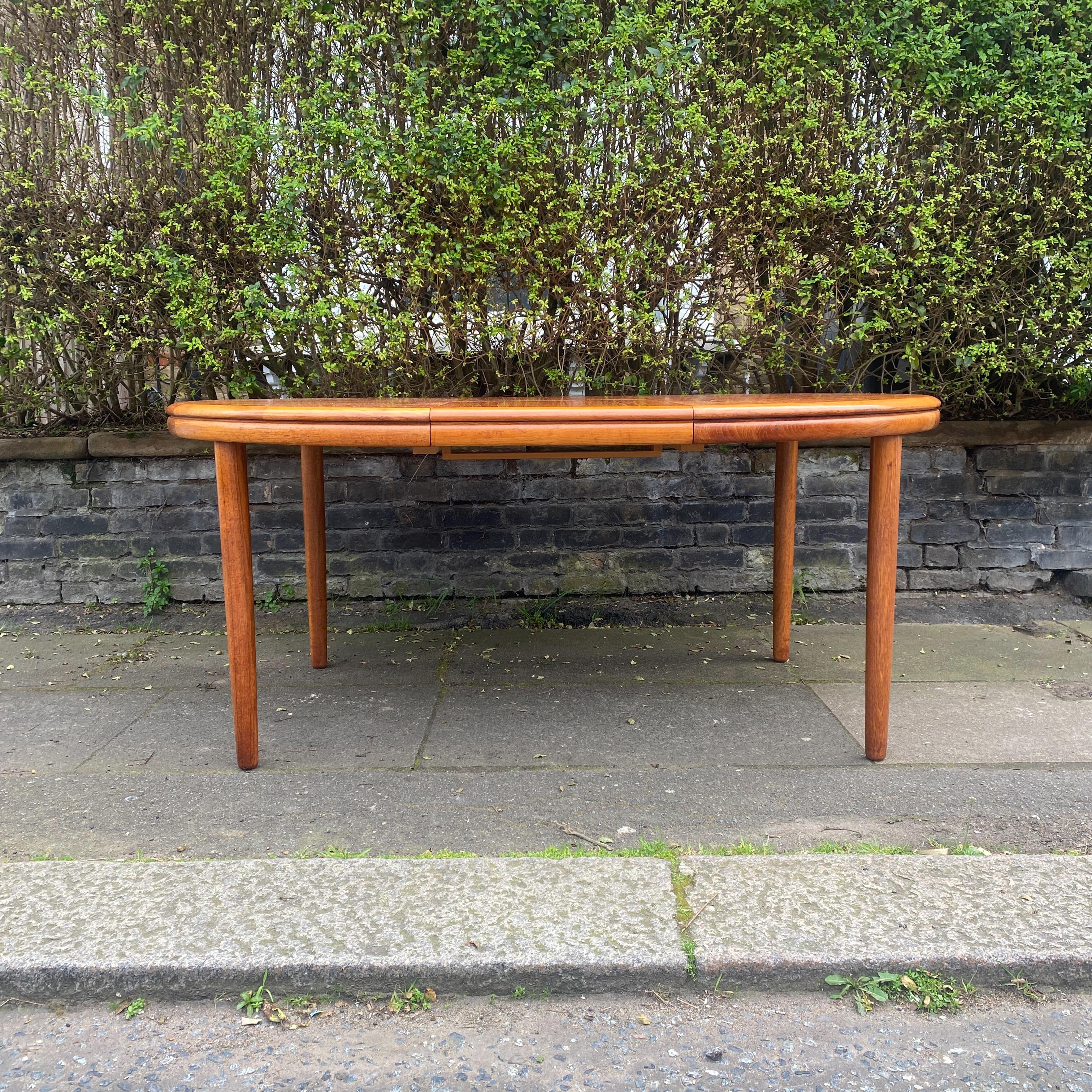 Teak Round Extending White & Newton Double Lip Dining table For Sale 7