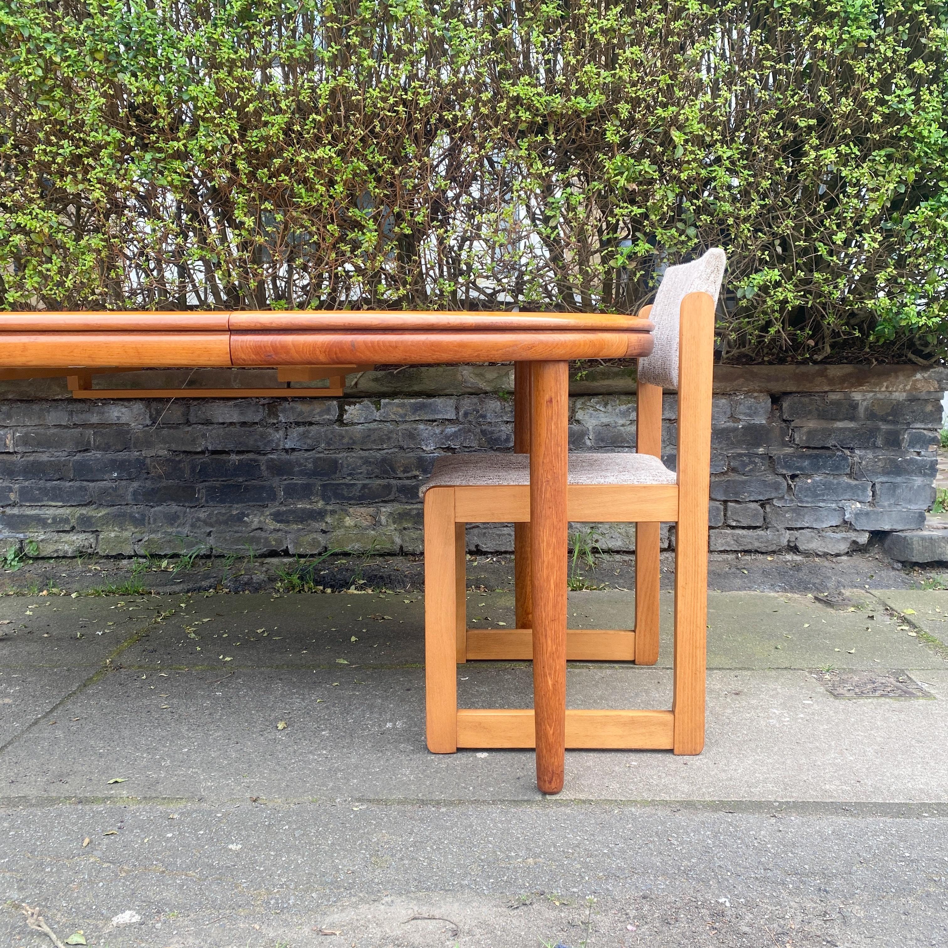 Teak Round Extending White & Newton Double Lip Dining table For Sale 9