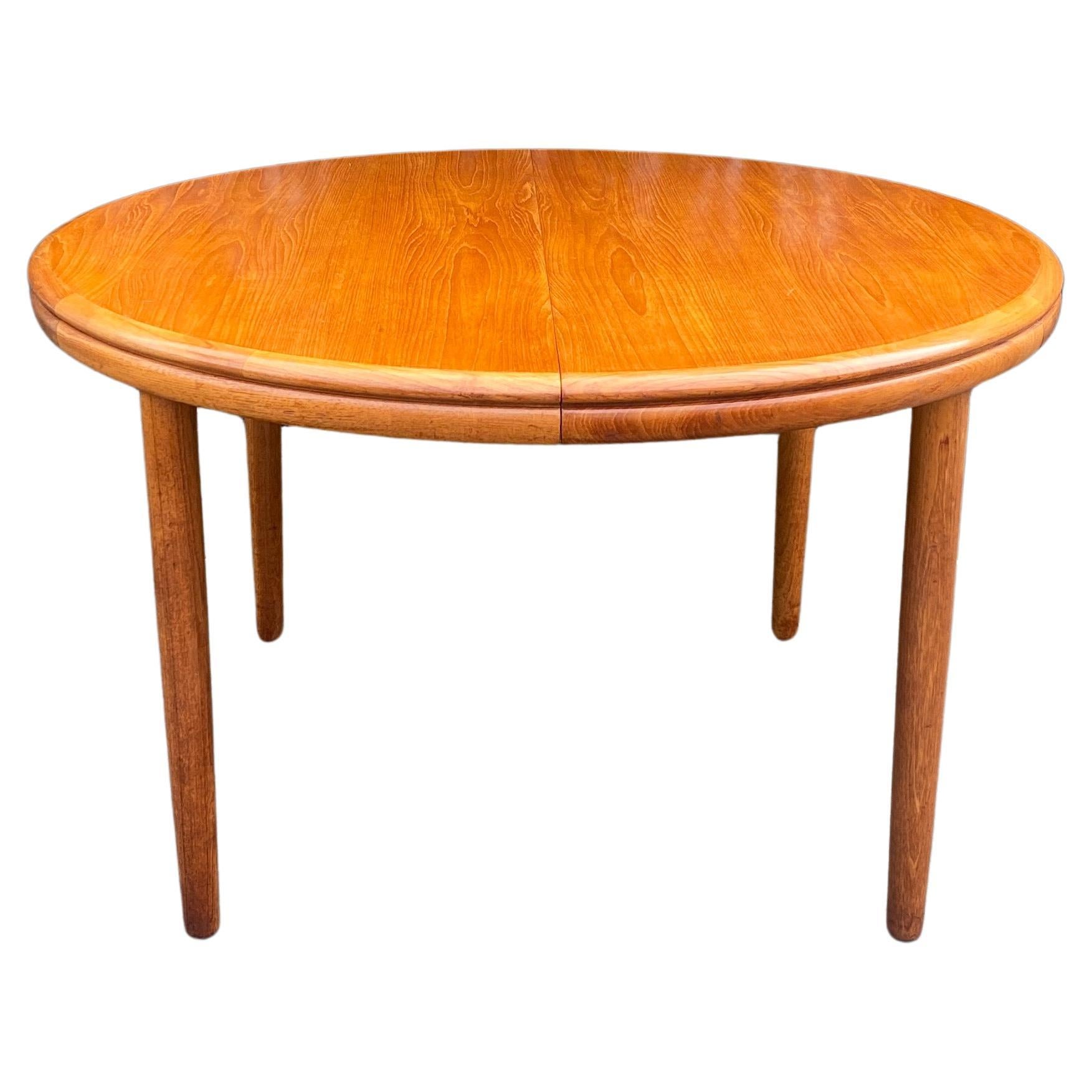 Teak Round Extending White & Newton Double Lip Dining table For Sale