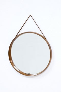 Teak Round Wall Mirror by Uno & Östen Kristiansson for Luxus