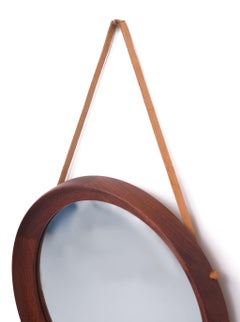 Teak Round Wall Mirror, W.O. Hack Zwolle, Holland, 1960s