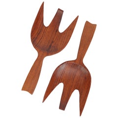 Teak Salad Serving Set, Denmark, 1970s