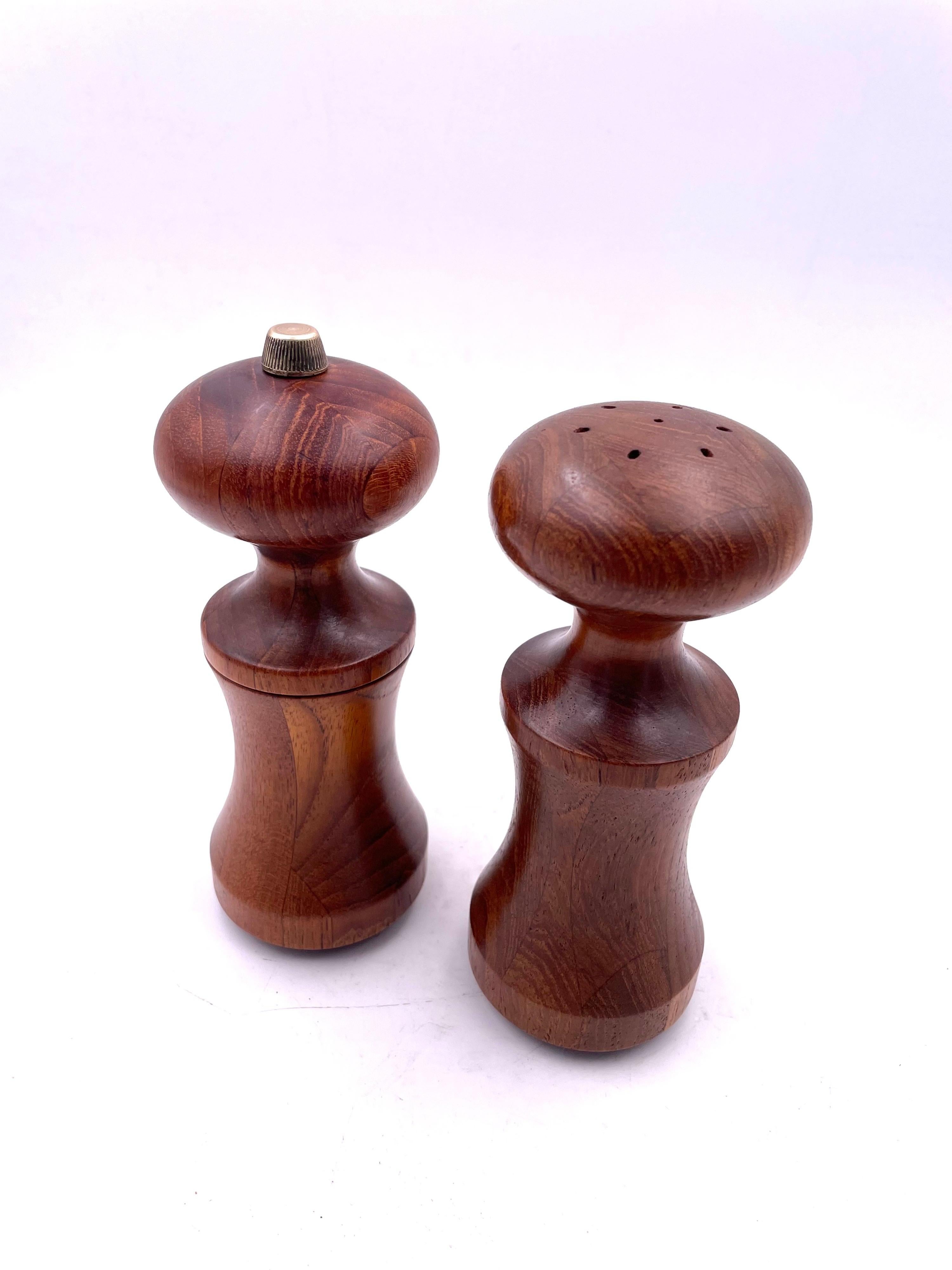 teak salt and pepper shakers