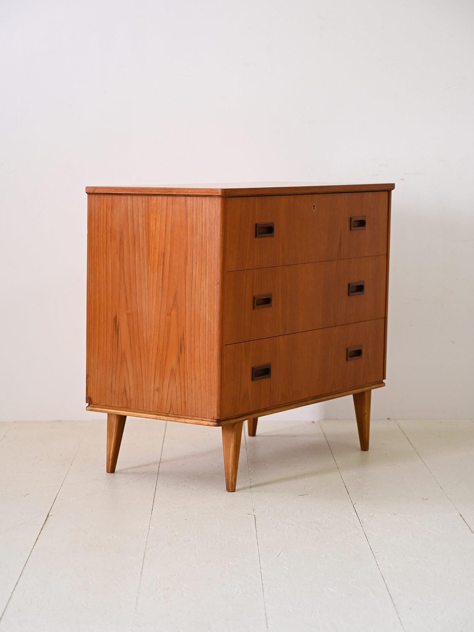 Scandinavian Teak scandi chest of drawers with 3 drawers For Sale