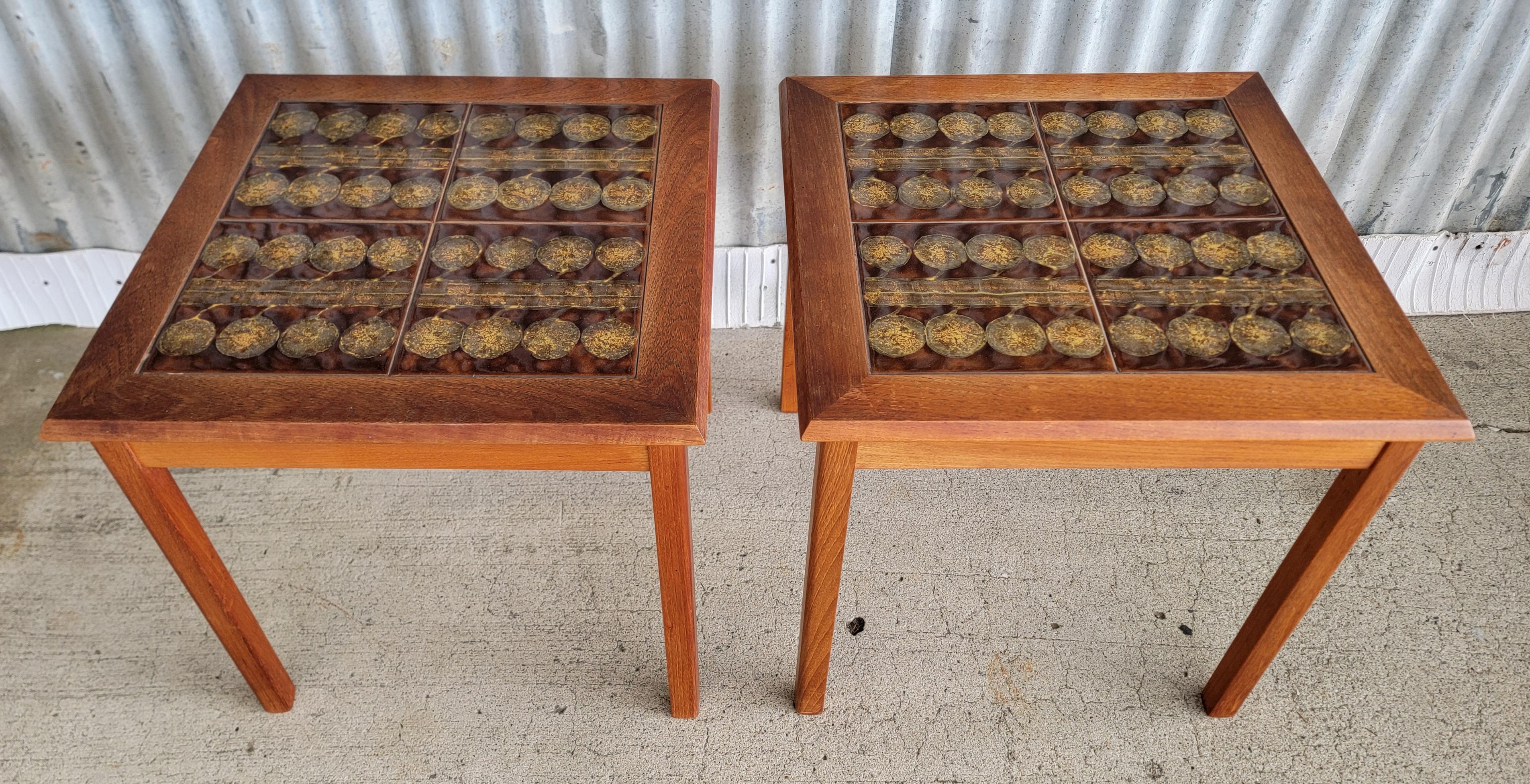 Teak Scandinavian Modern Tile End Tables A Pair For Sale 4