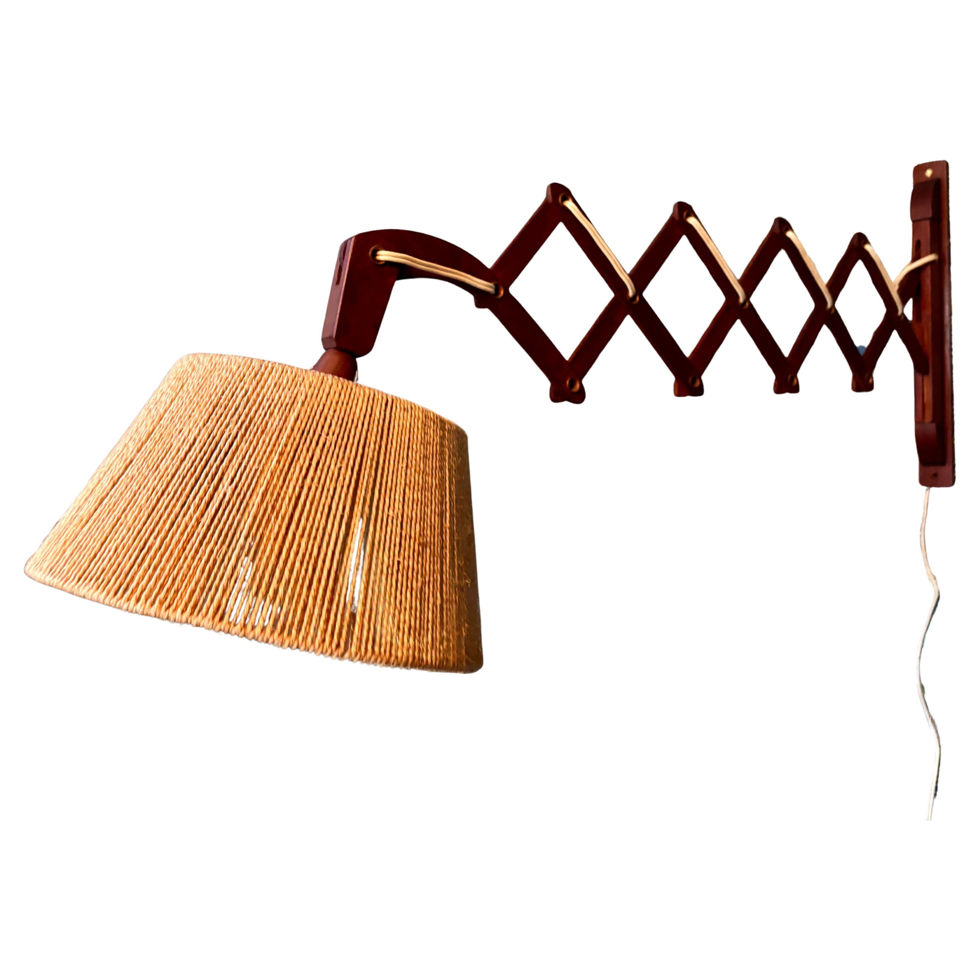 Teak scissor wall lamp by Ib Fabiensen for Fog and Morup For Sale