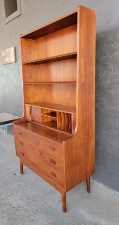 Teak Secretary Desk Bookshelf by Johannes Sorth for Bornholm Mobelfabrik