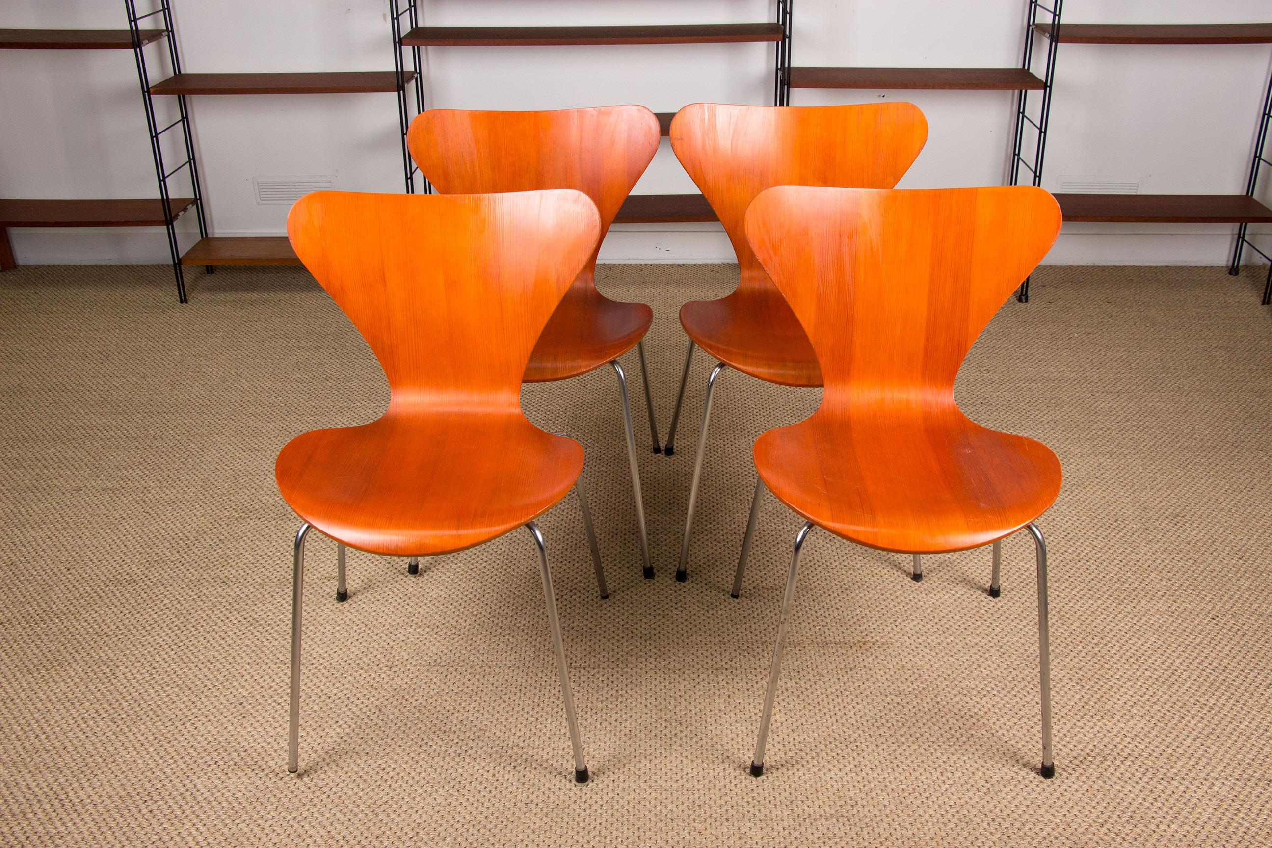 Teak Series 7 Side Chairs by Arne Jacobsen for Fritz Hansen, 1970s, Set of 4 10