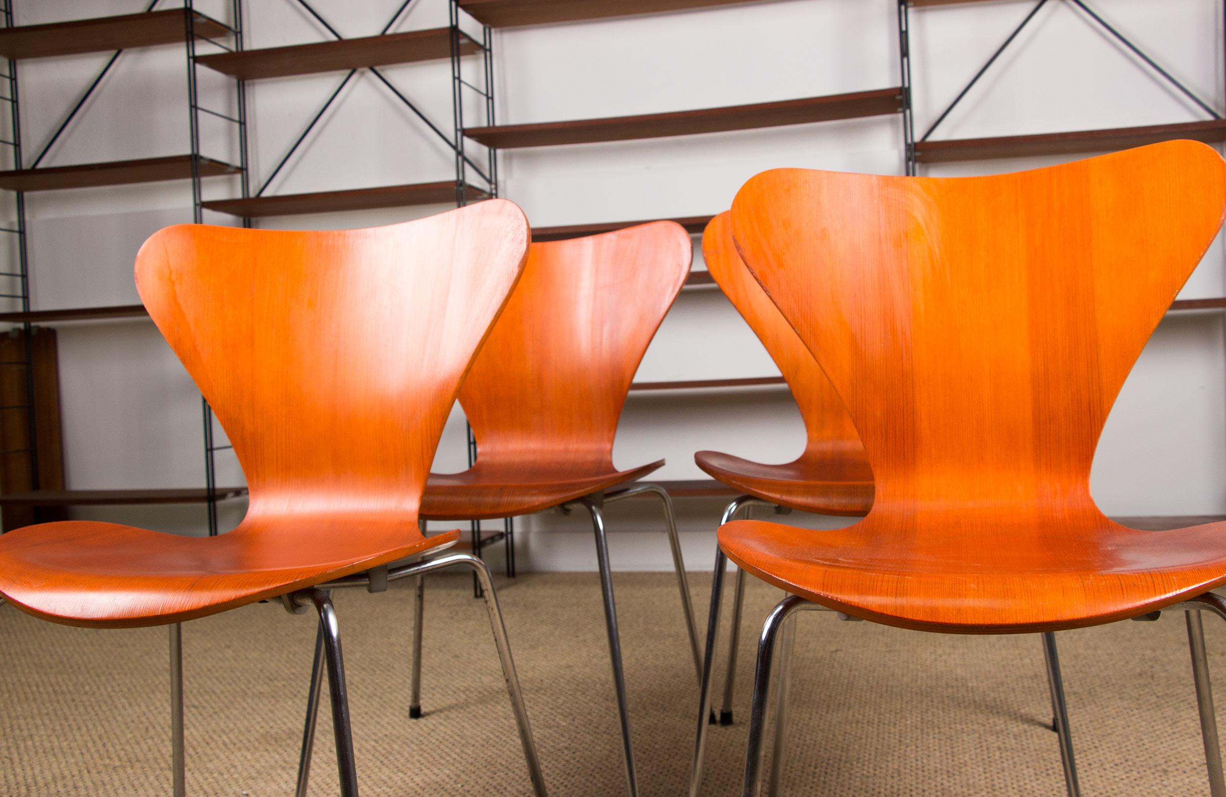 Teak Series 7 Side Chairs by Arne Jacobsen for Fritz Hansen, 1970s, Set of 4 11