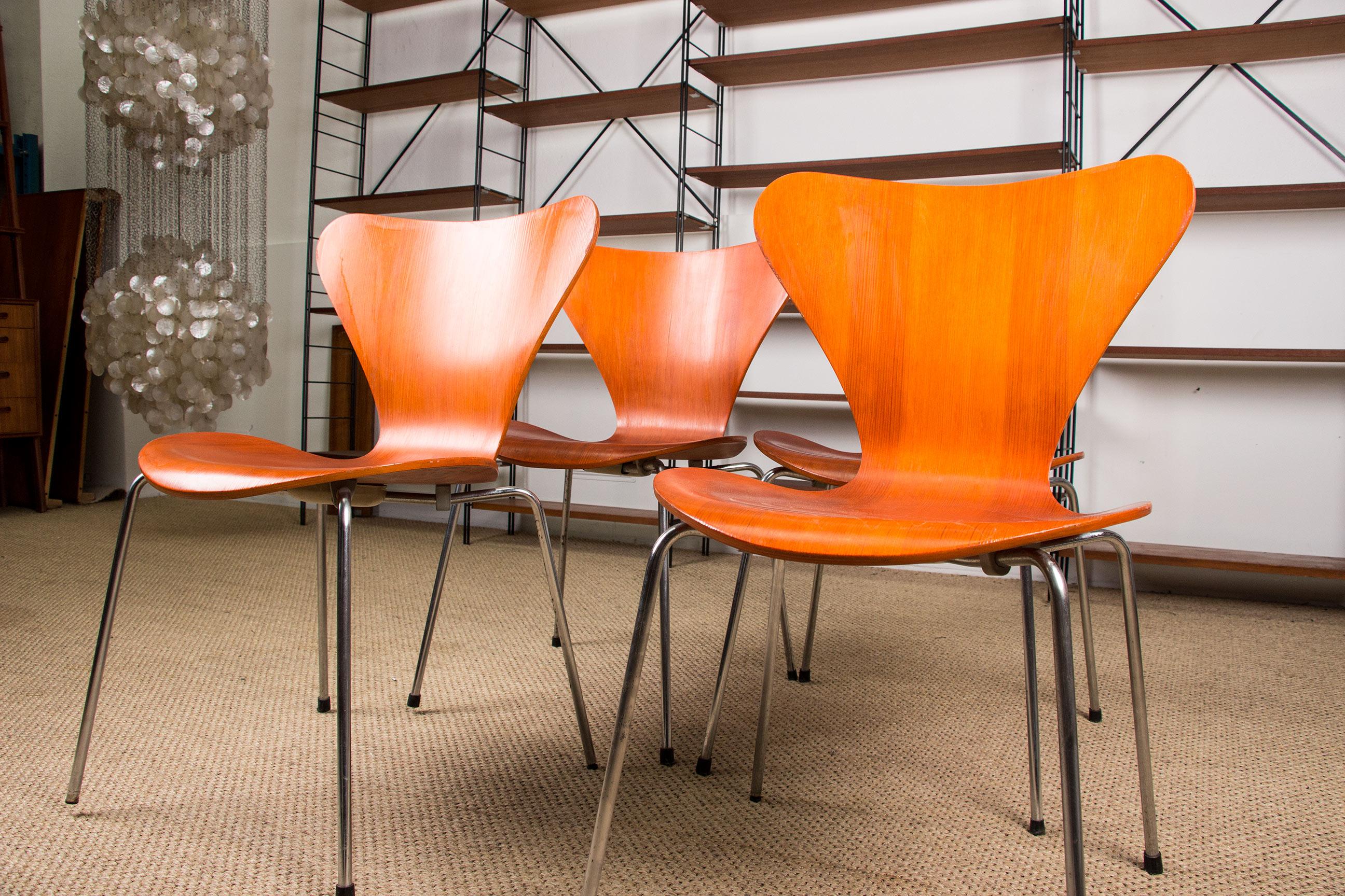 Teak Series 7 Side Chairs by Arne Jacobsen for Fritz Hansen, 1970s, Set of 4 12