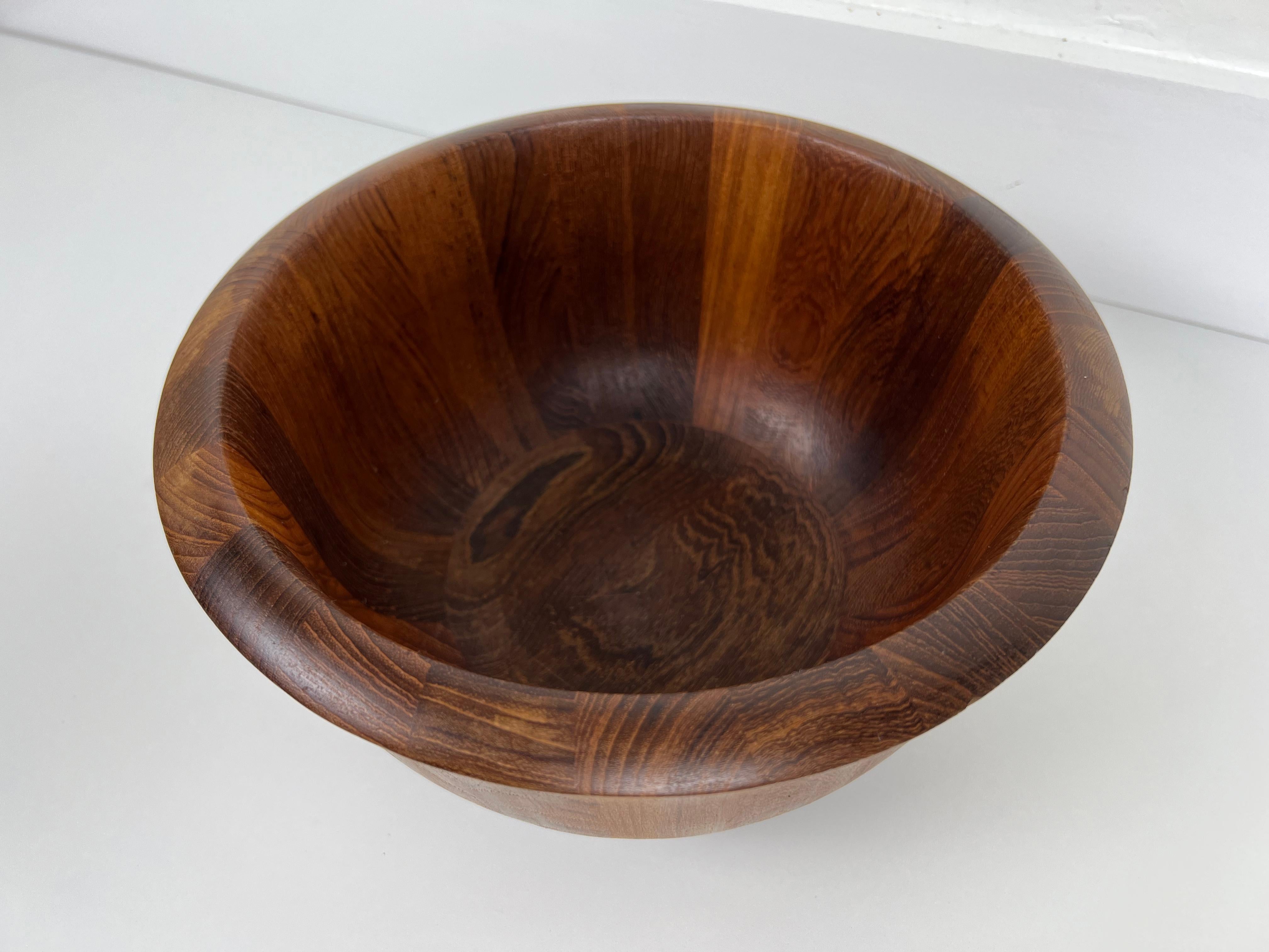 Vintage staved teak serving bowl designed by Jens Quistgaard for Dansk. Stamped 