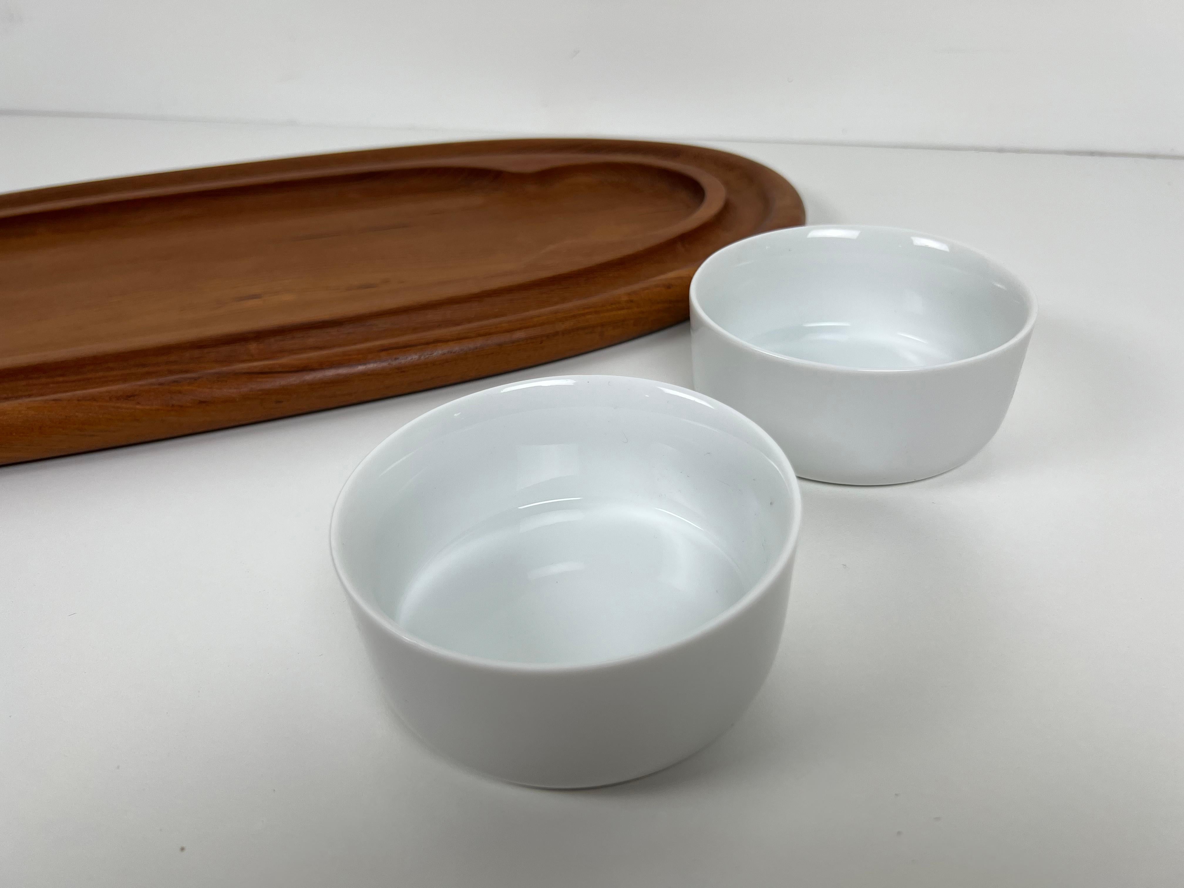 Danish Teak Serving Platter with Bowls by Jens Quistgaard for Dansk