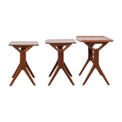 Vintage Teak Set of Danish Nesting Tables by Johannes Andersen Silkesborg