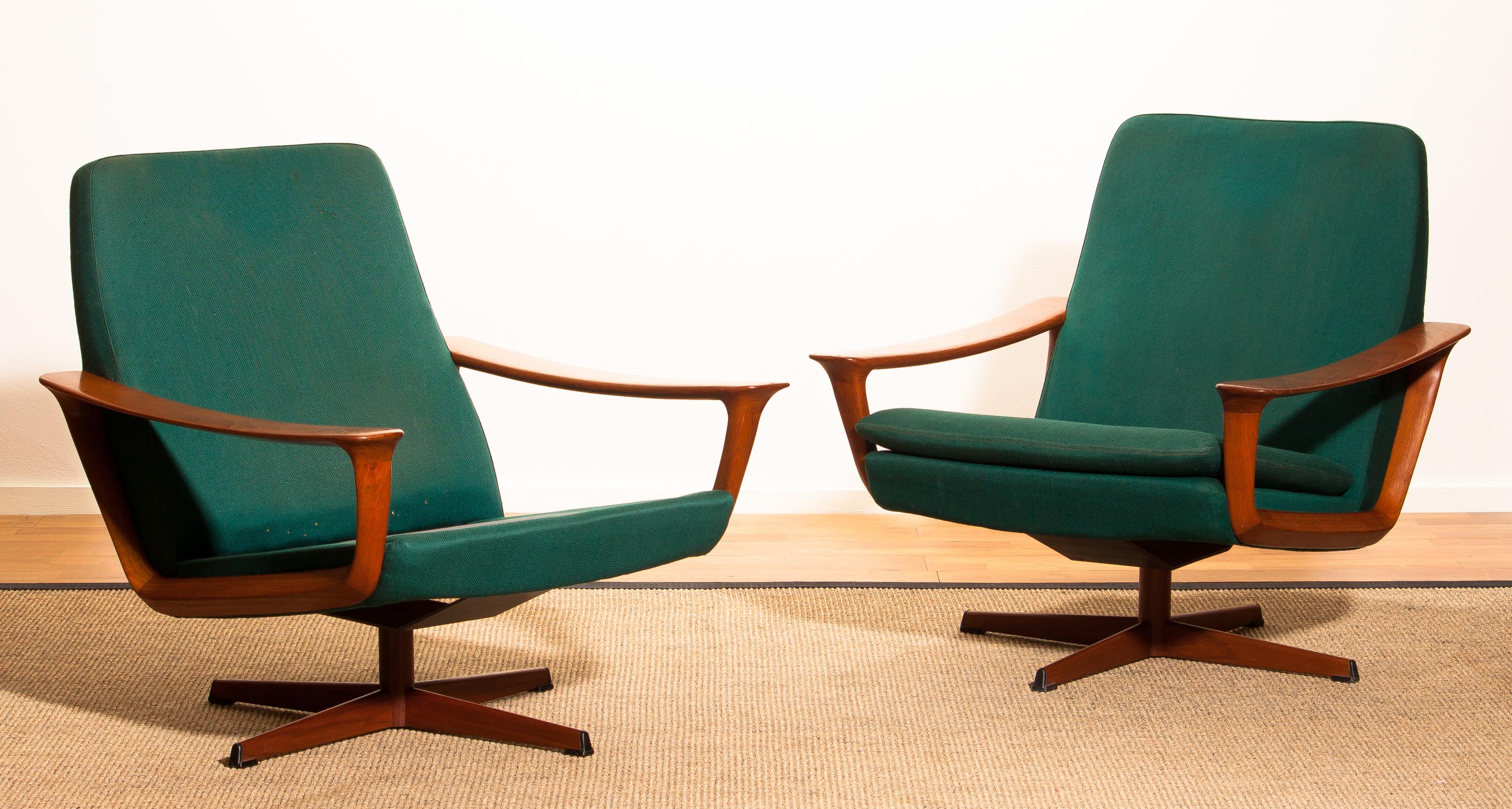 Teak Set of Two Swivel Chairs by Johannes Andersson for Trensums Denmark, 1960 8