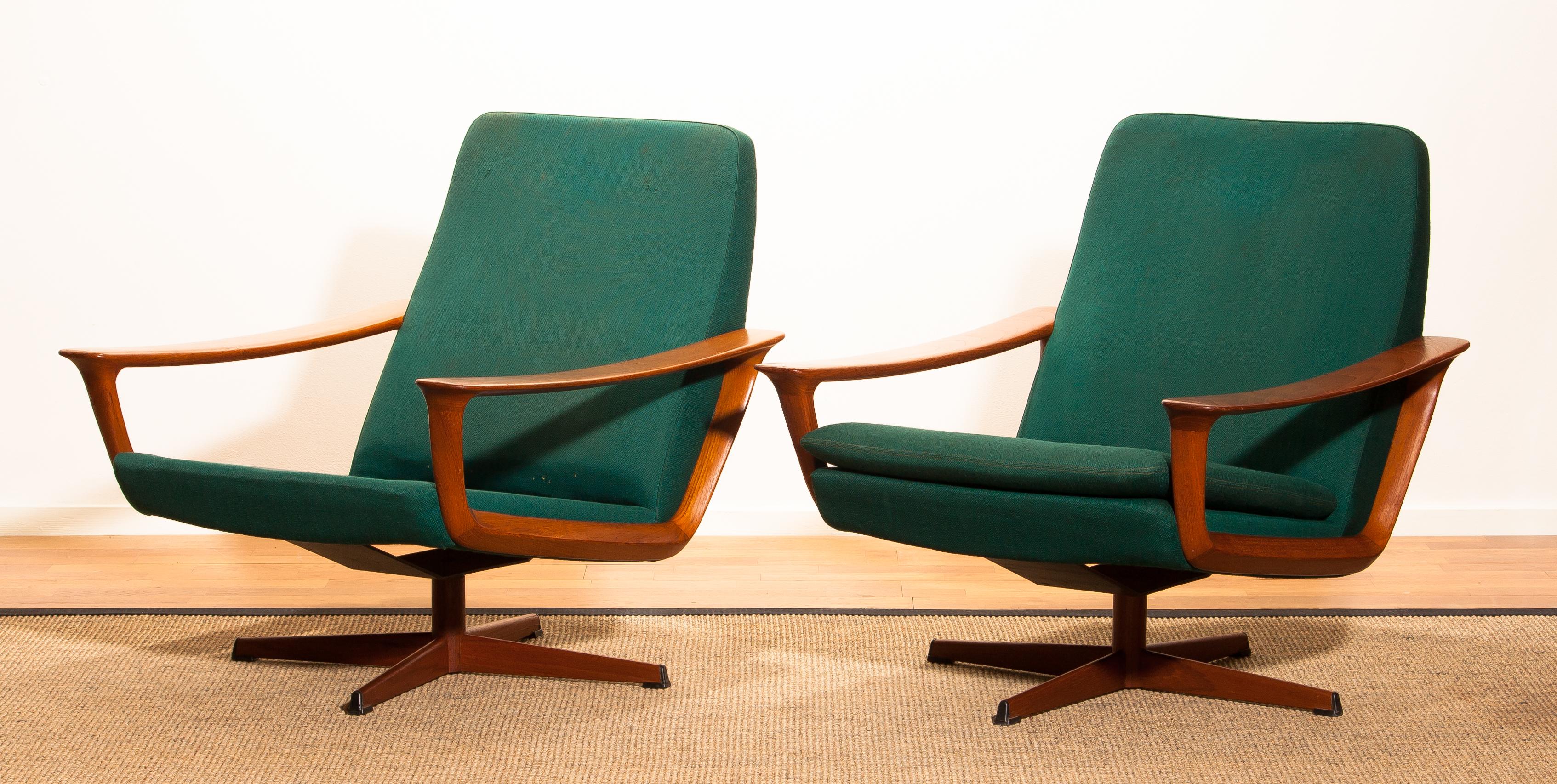 Teak Set of Two Swivel Chairs by Johannes Andersson for Trensums Denmark, 1960 15