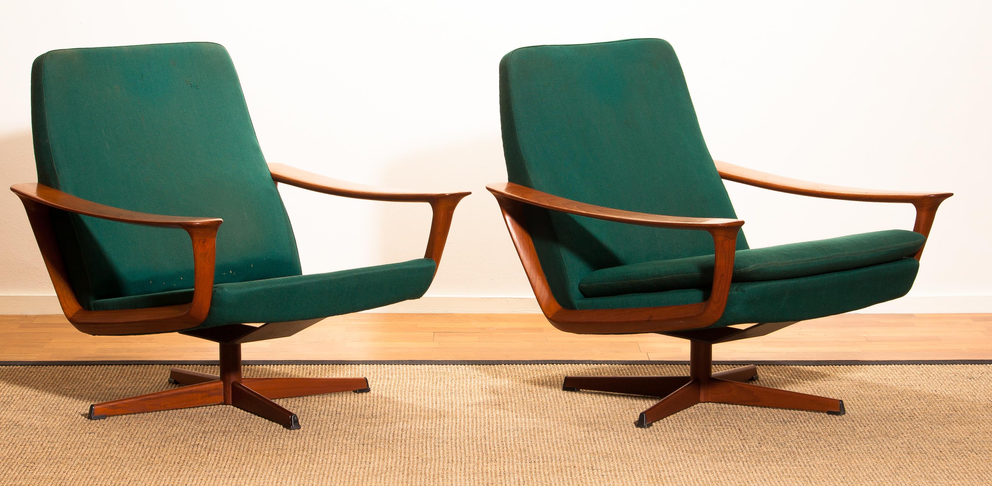 Teak Set of Two Swivel Chairs by Johannes Andersson for Trensums Denmark, 1960 16