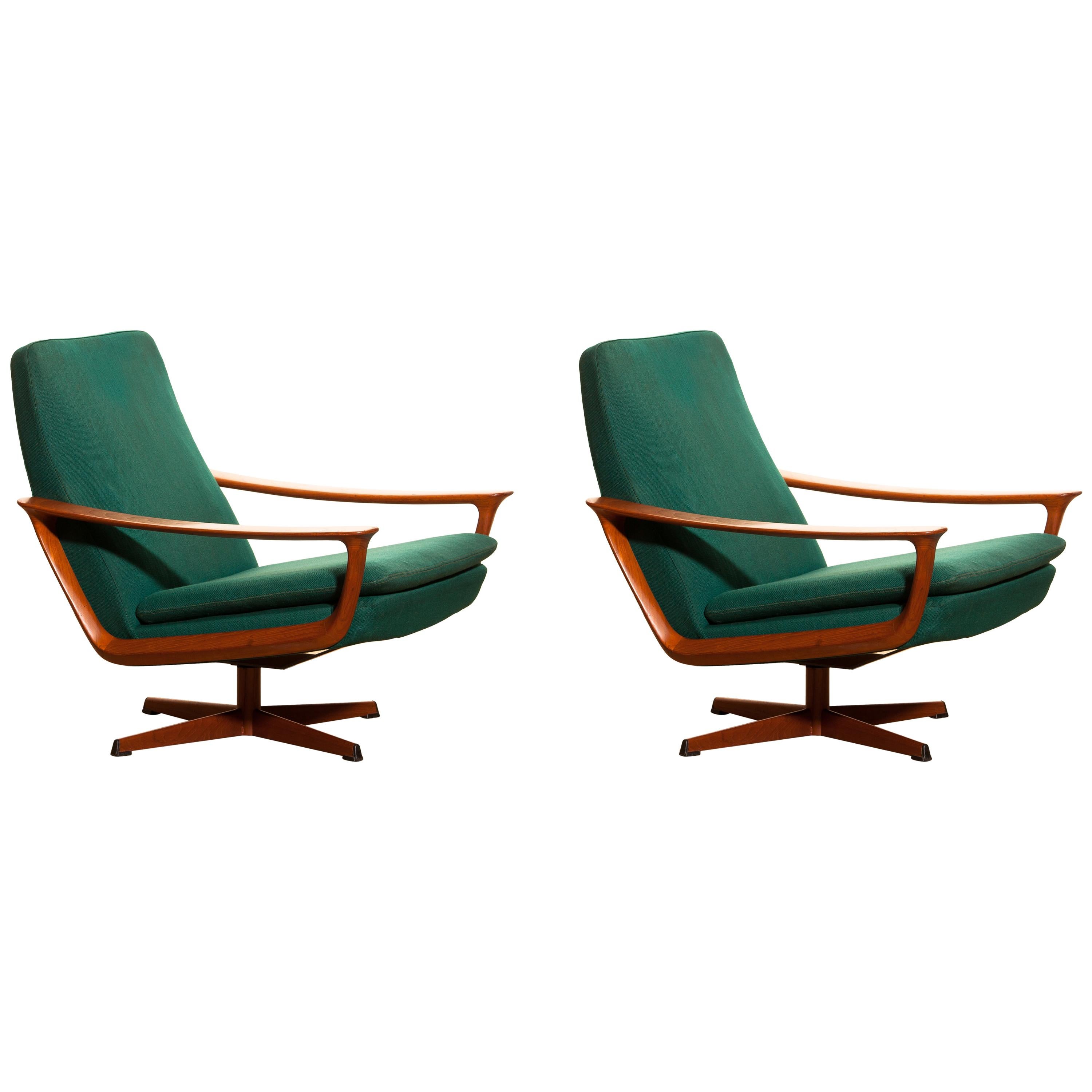 Teak Set of Two Swivel Chairs by Johannes Andersson for Trensums Denmark, 1960