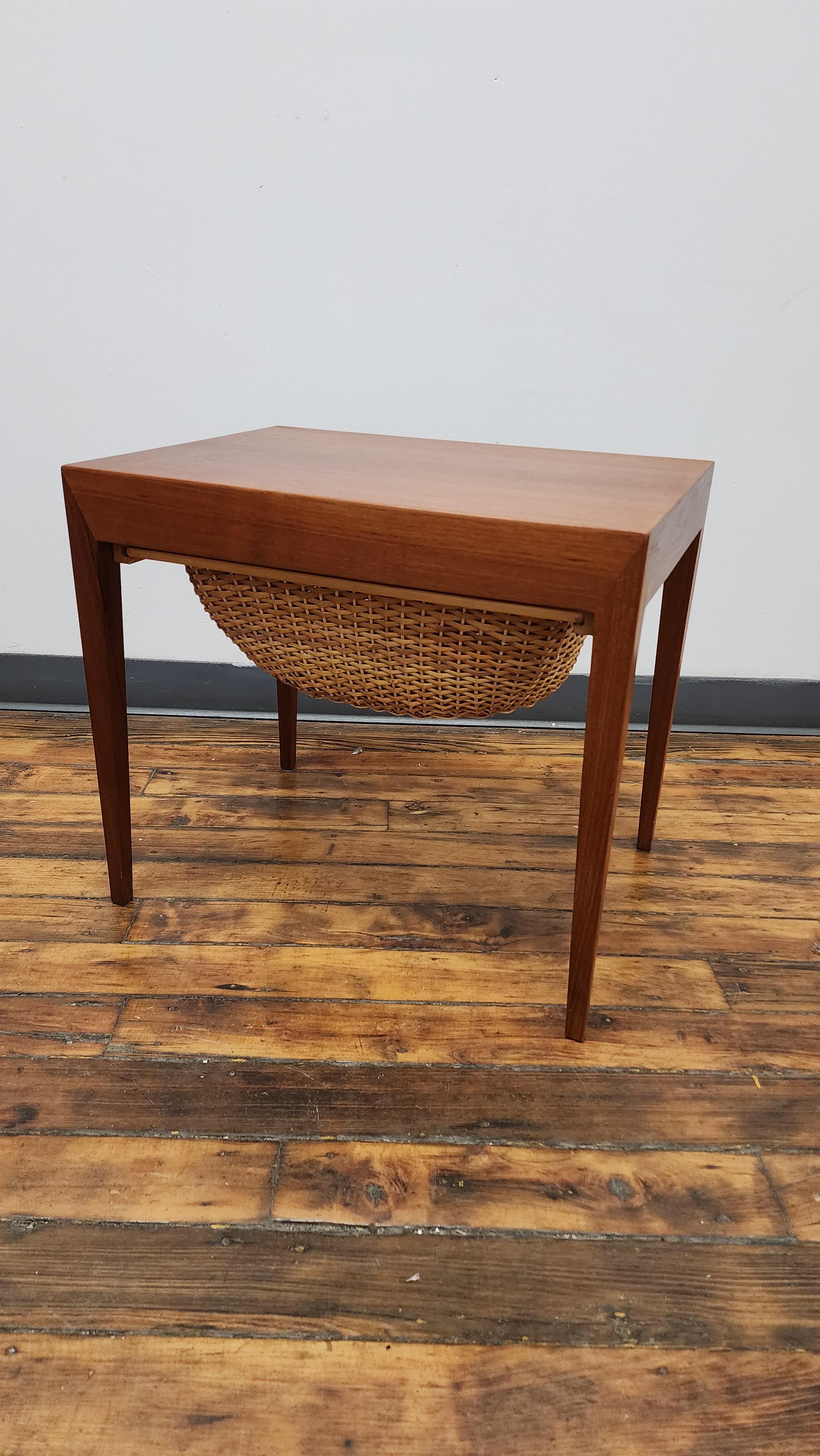 Teak Sewing Side Table by Severin Hansen for Haslev 3