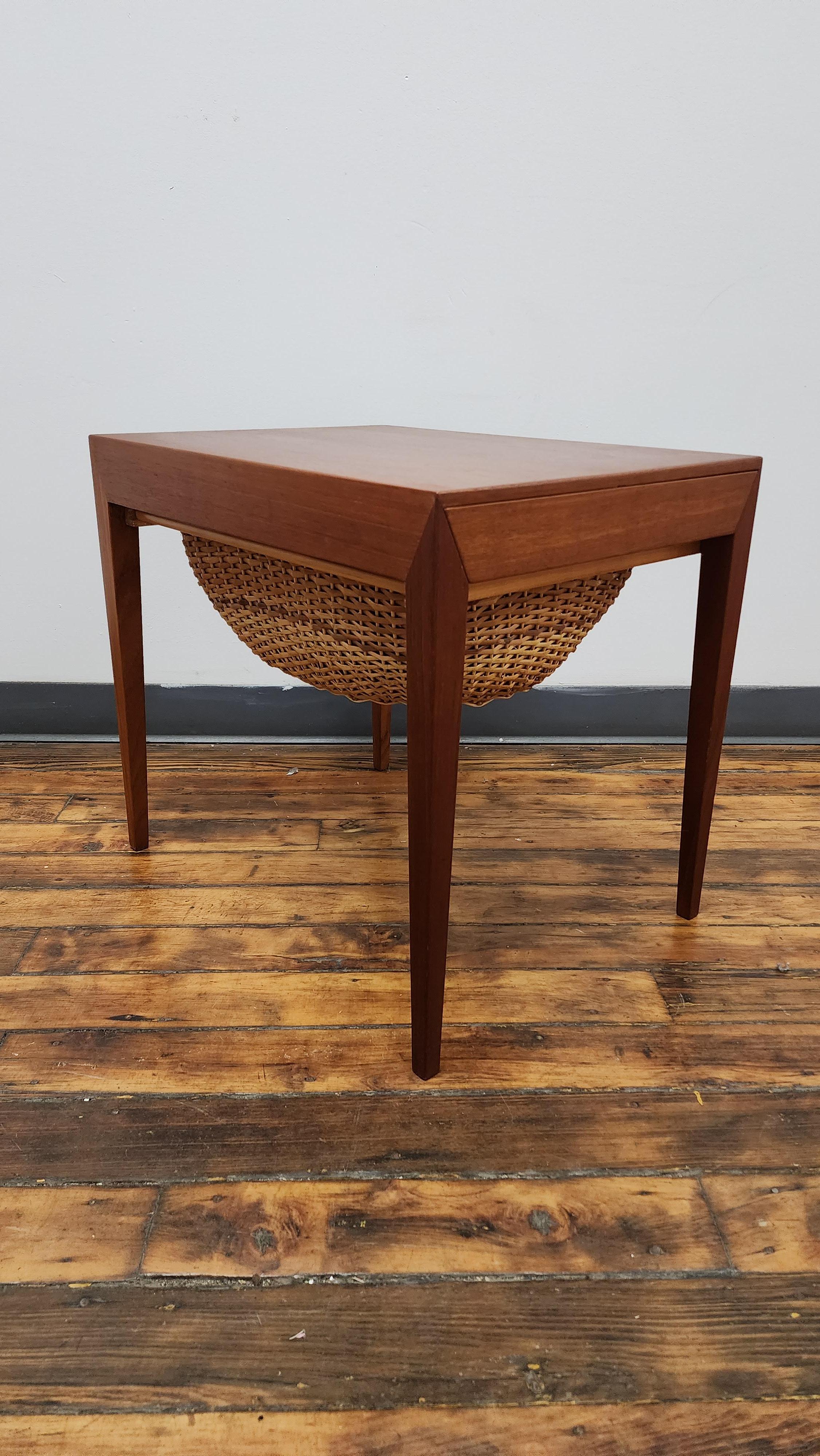 Danish Teak Sewing Side Table by Severin Hansen for Haslev