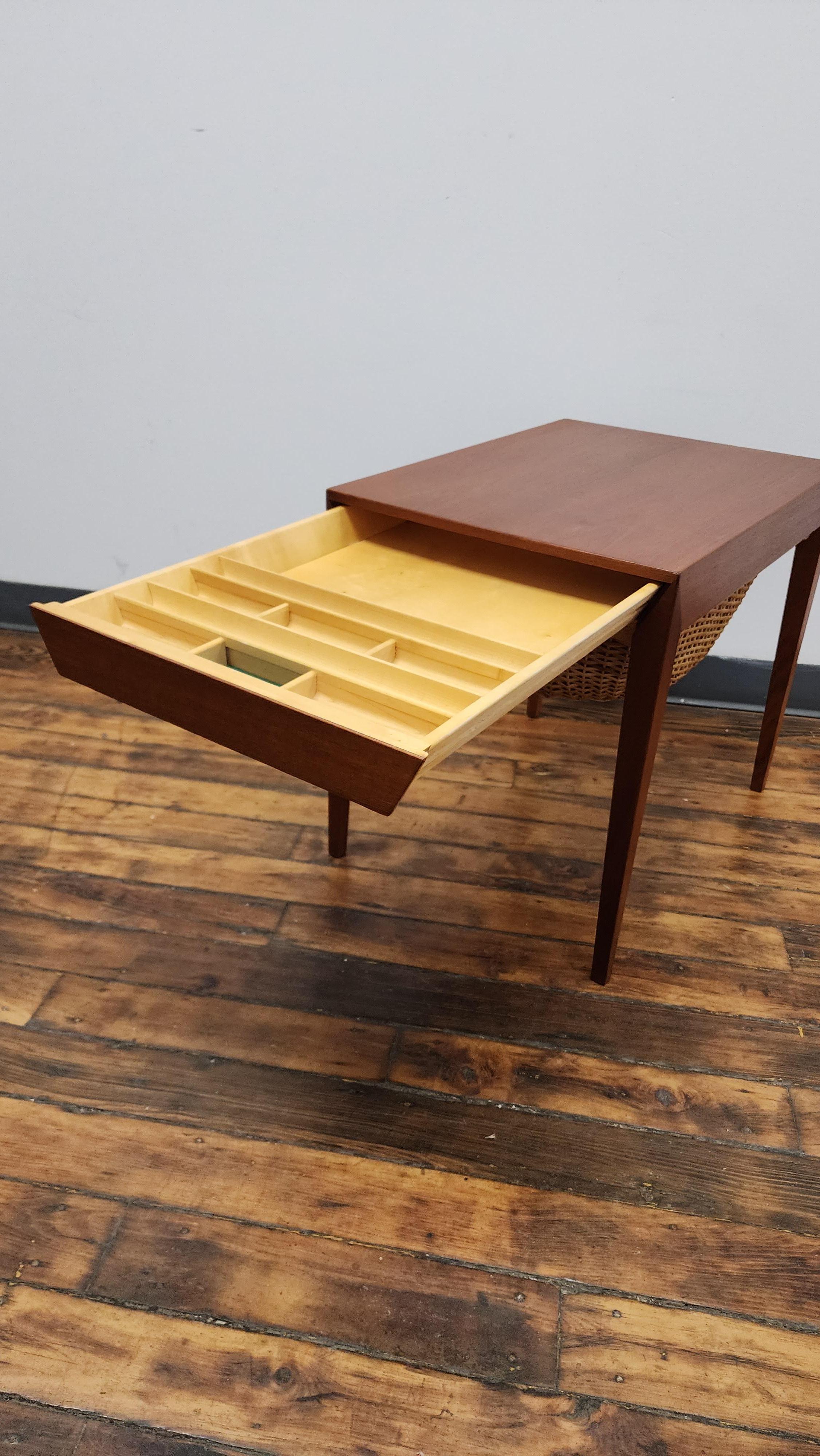 Mid-20th Century Teak Sewing Side Table by Severin Hansen for Haslev