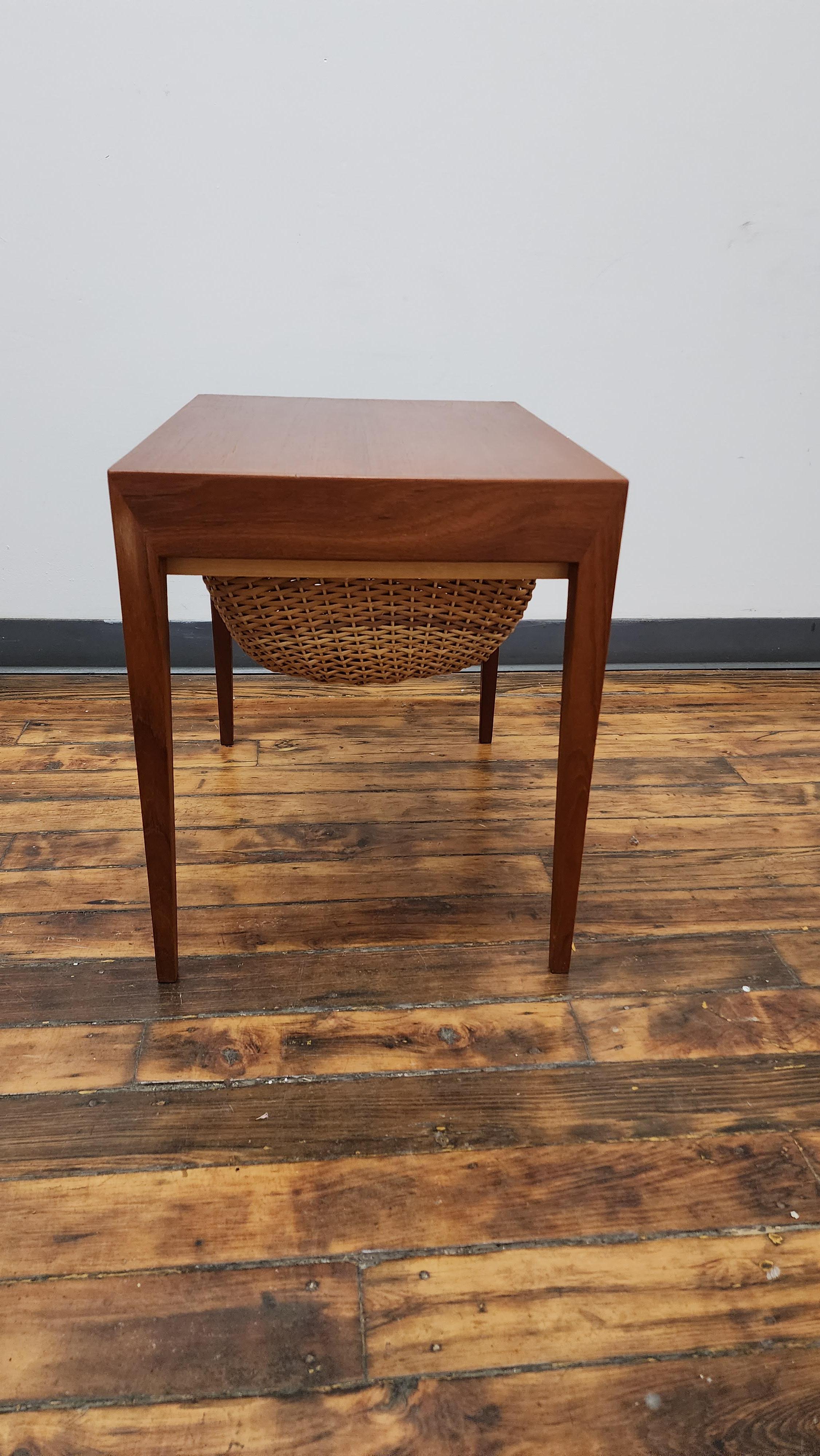 Teak Sewing Side Table by Severin Hansen for Haslev 1