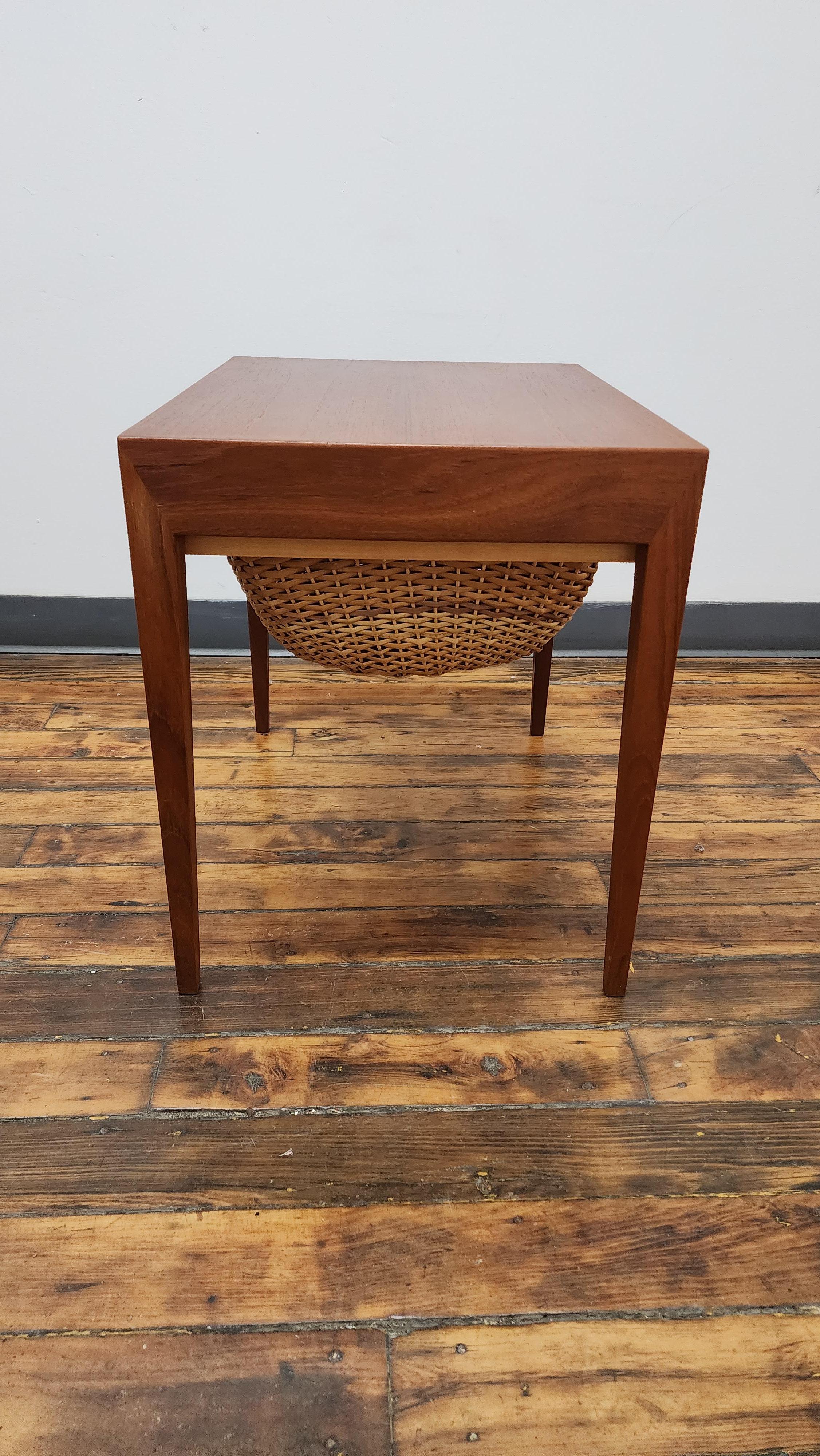 Teak Sewing Side Table by Severin Hansen for Haslev 2