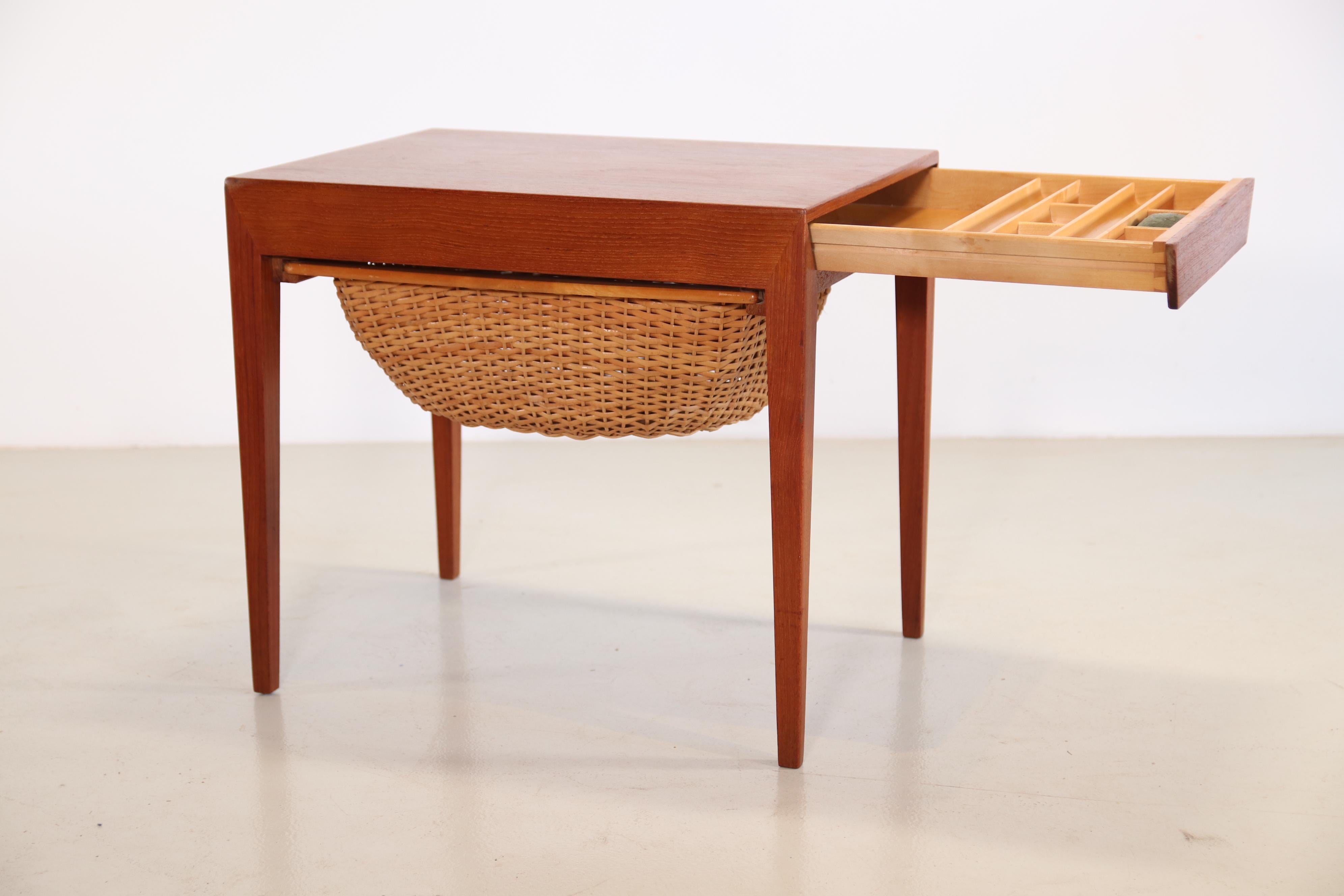 Mid-20th Century Teak Sewing Table by Severin Hansen for Haslev Møbelfabrik, 1950's