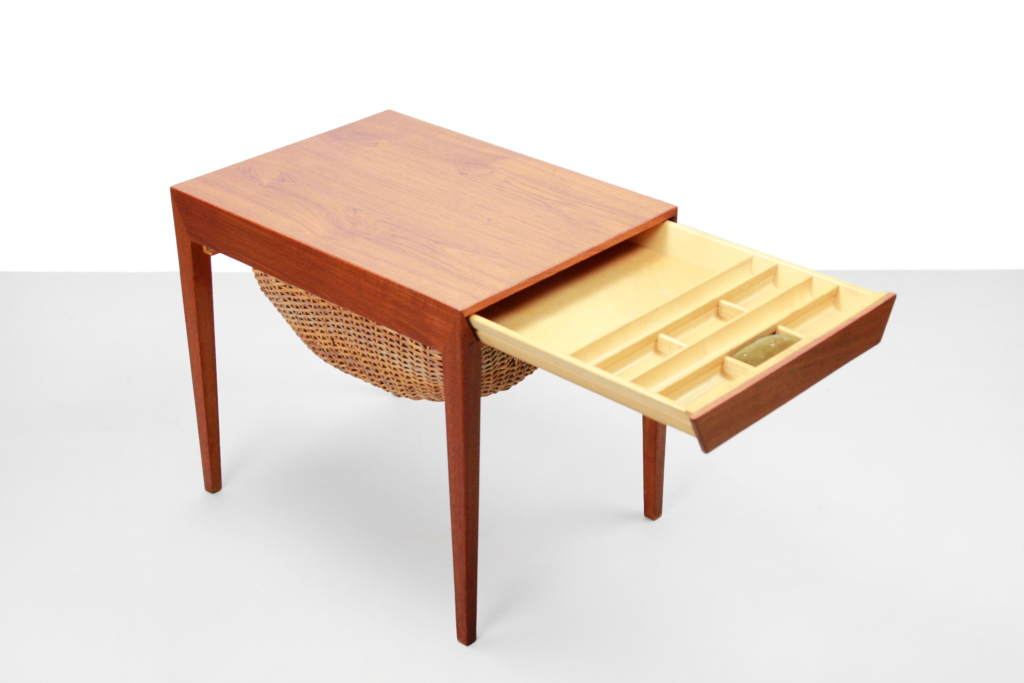 Mid-Century Modern Teak Sewing Table by Severin Hansen for Haslev Møbelfabrik