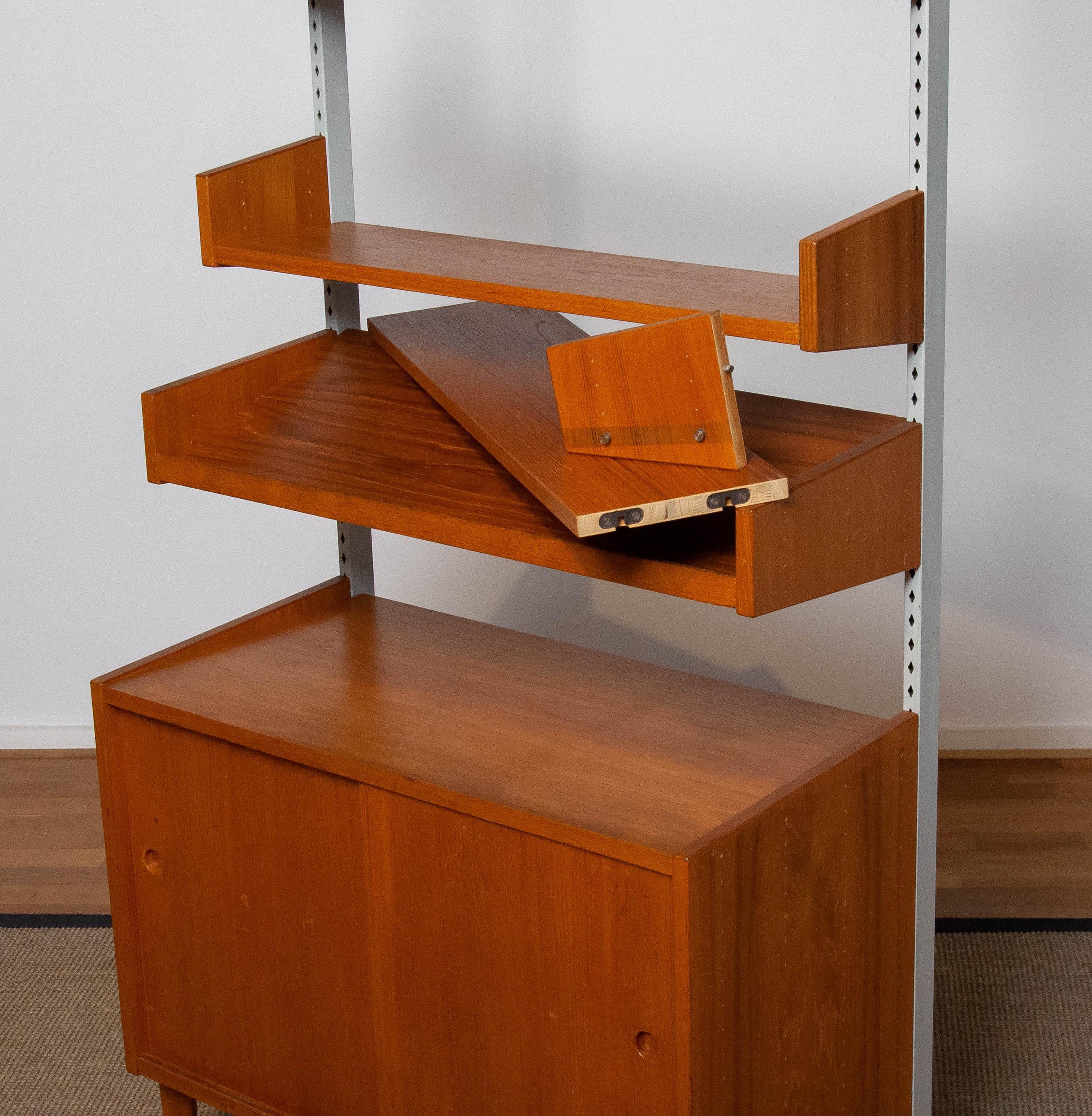 Teak Shelf System / Bookcase In Teak With Steel Bars By Harald Lundqvist 1950's 3