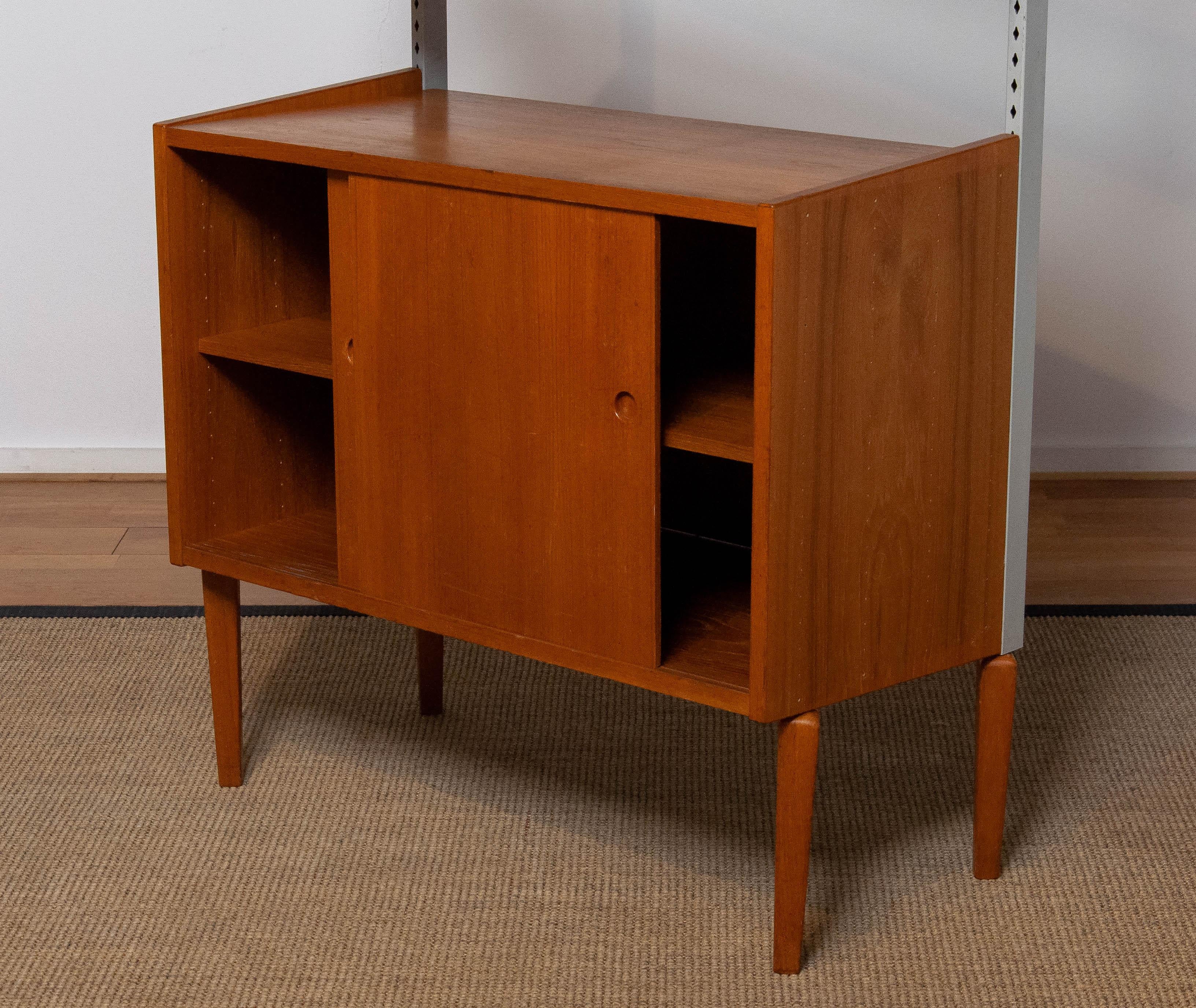 Teak Shelf System / Bookcase In Teak With Steel Bars By Harald Lundqvist 1950's 1
