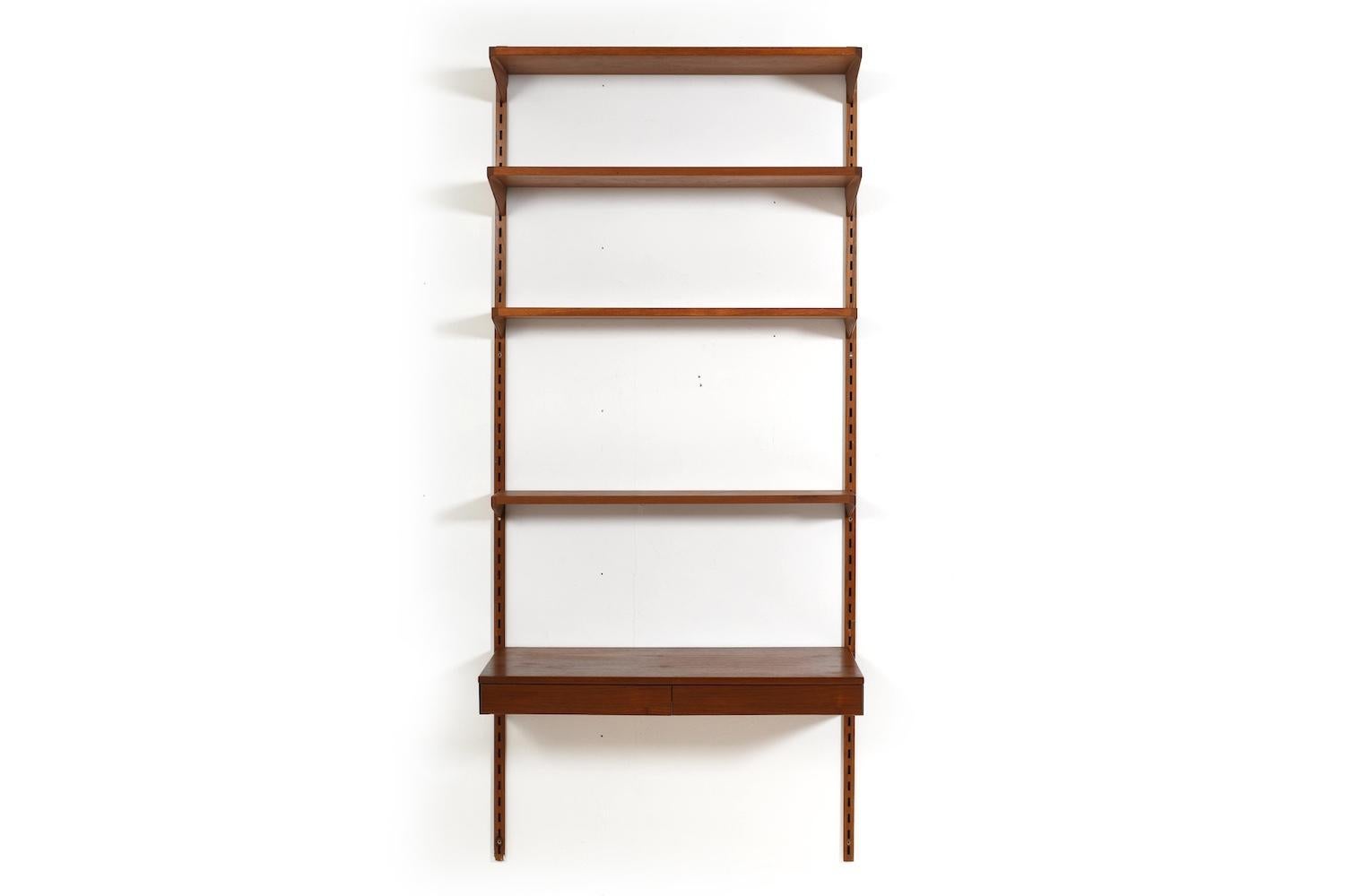 Scandinavian Modern Teak Shelf System with Desk Top by Kai Kristiansen 1960s For Sale