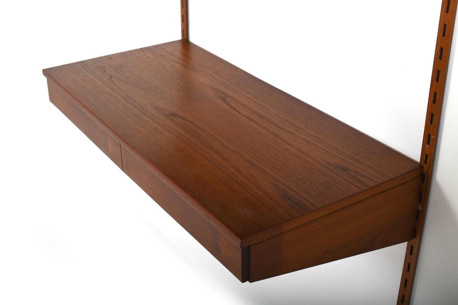 Teak Shelf System with Desk Top by Kai Kristiansen 1960s For Sale 1