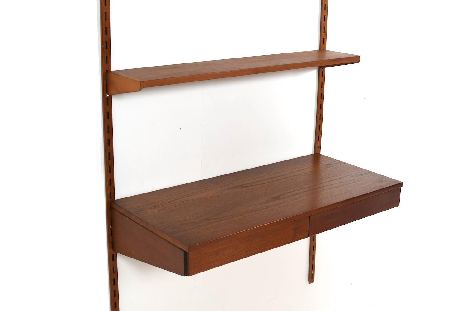 Teak Shelf System with Desk Top by Kai Kristiansen 1960s For Sale 3