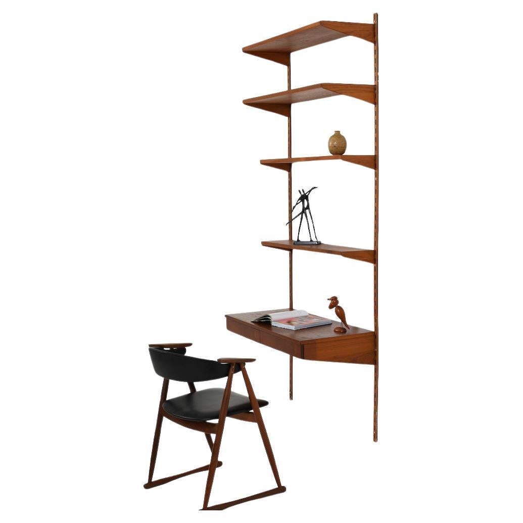 Teak Shelf System with Desk Top by Kai Kristiansen 1960s For Sale