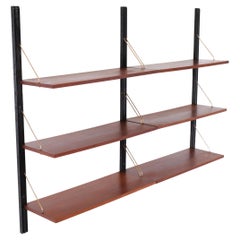 Teak shelves Wall system Brass details 1960 Holland