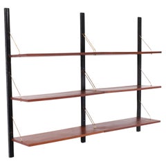 Teak shelves Wall system Brass details 1960 Holland 