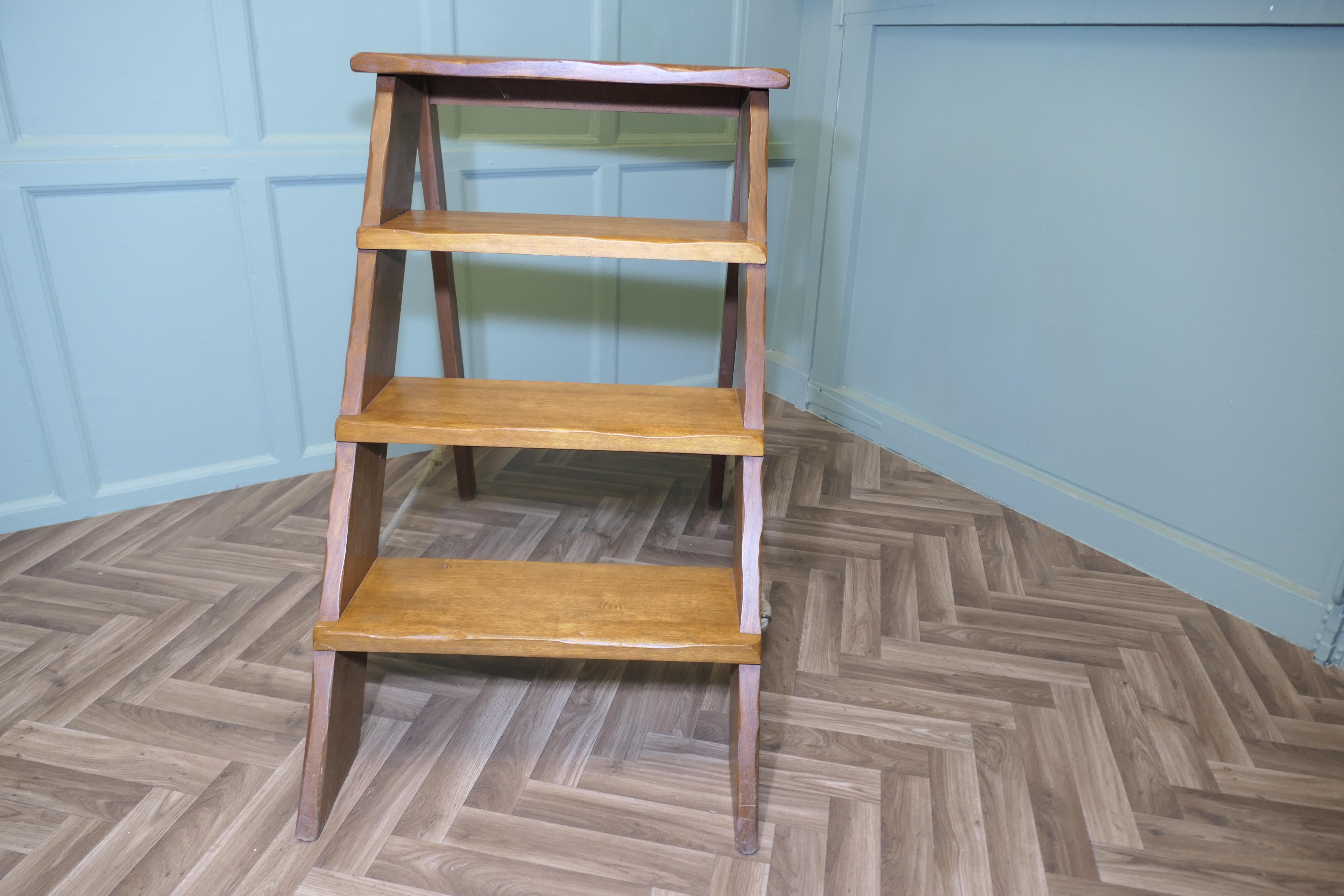 Teak Shop Display Unit, Library Steps, Ladder In Good Condition For Sale In Godshill, Isle of Wight
