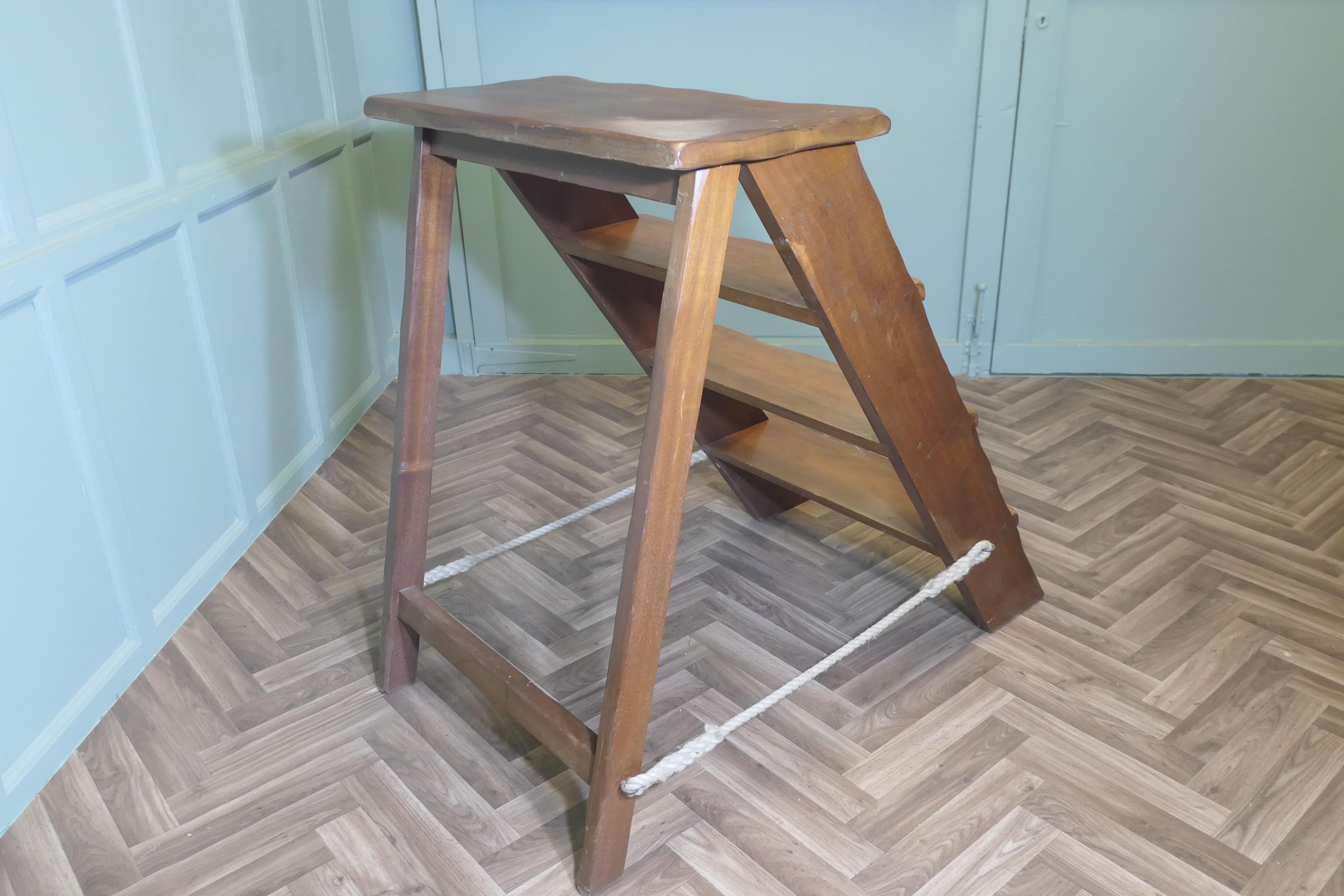 Teak Shop Display Unit, Library Steps, Ladder For Sale 2